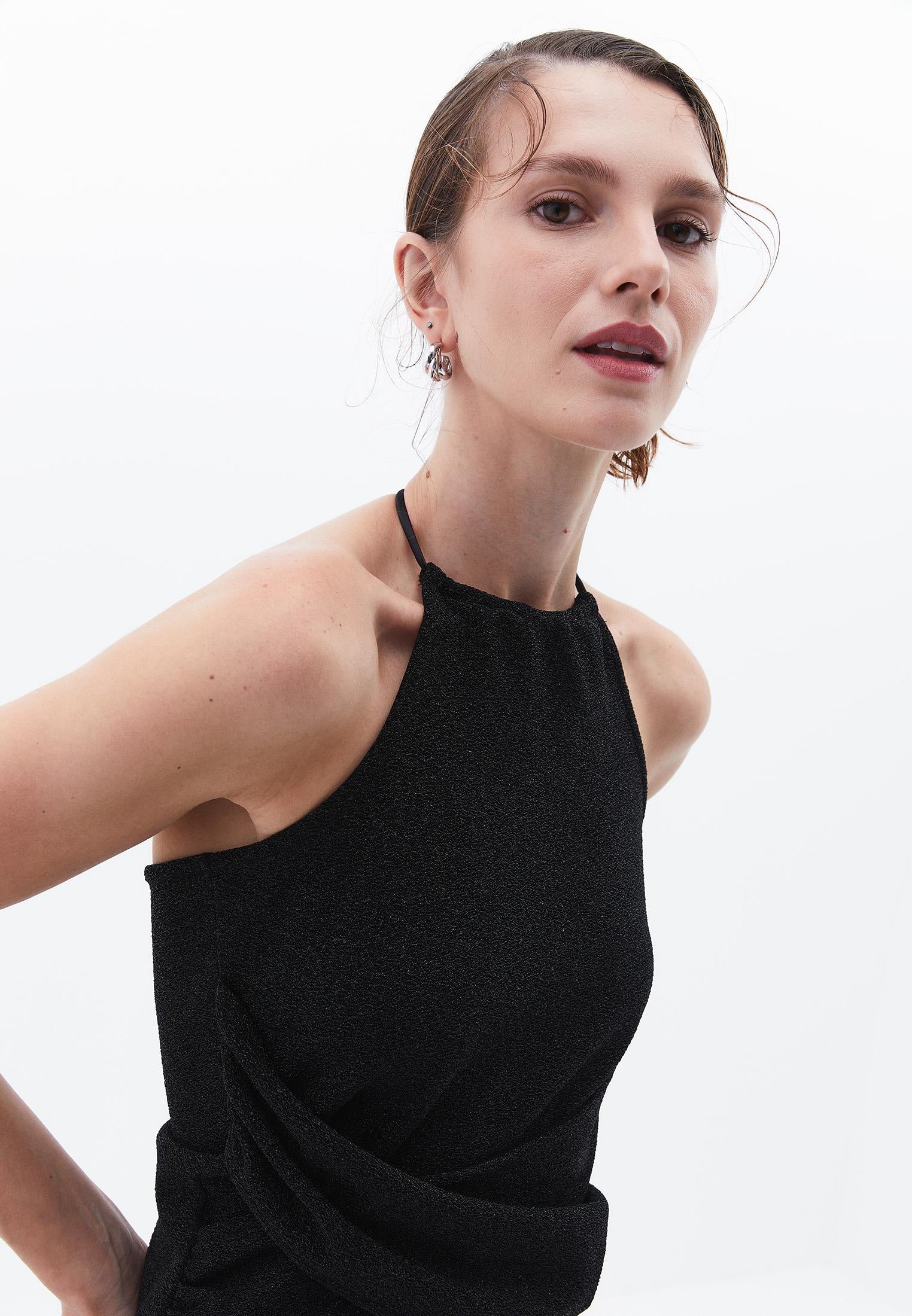 Halter Neck Tank Top - BLACK