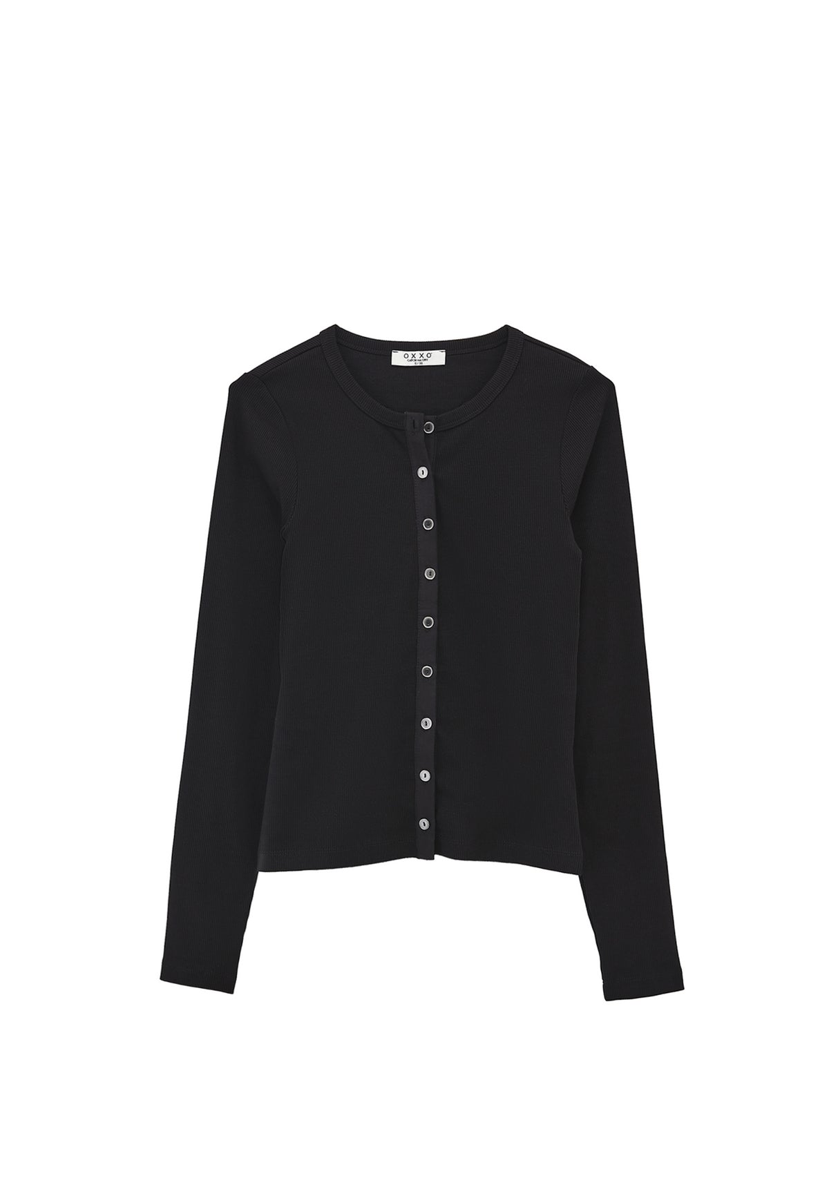 Crew Neck Long Sleeve T-Shirt - BLACK