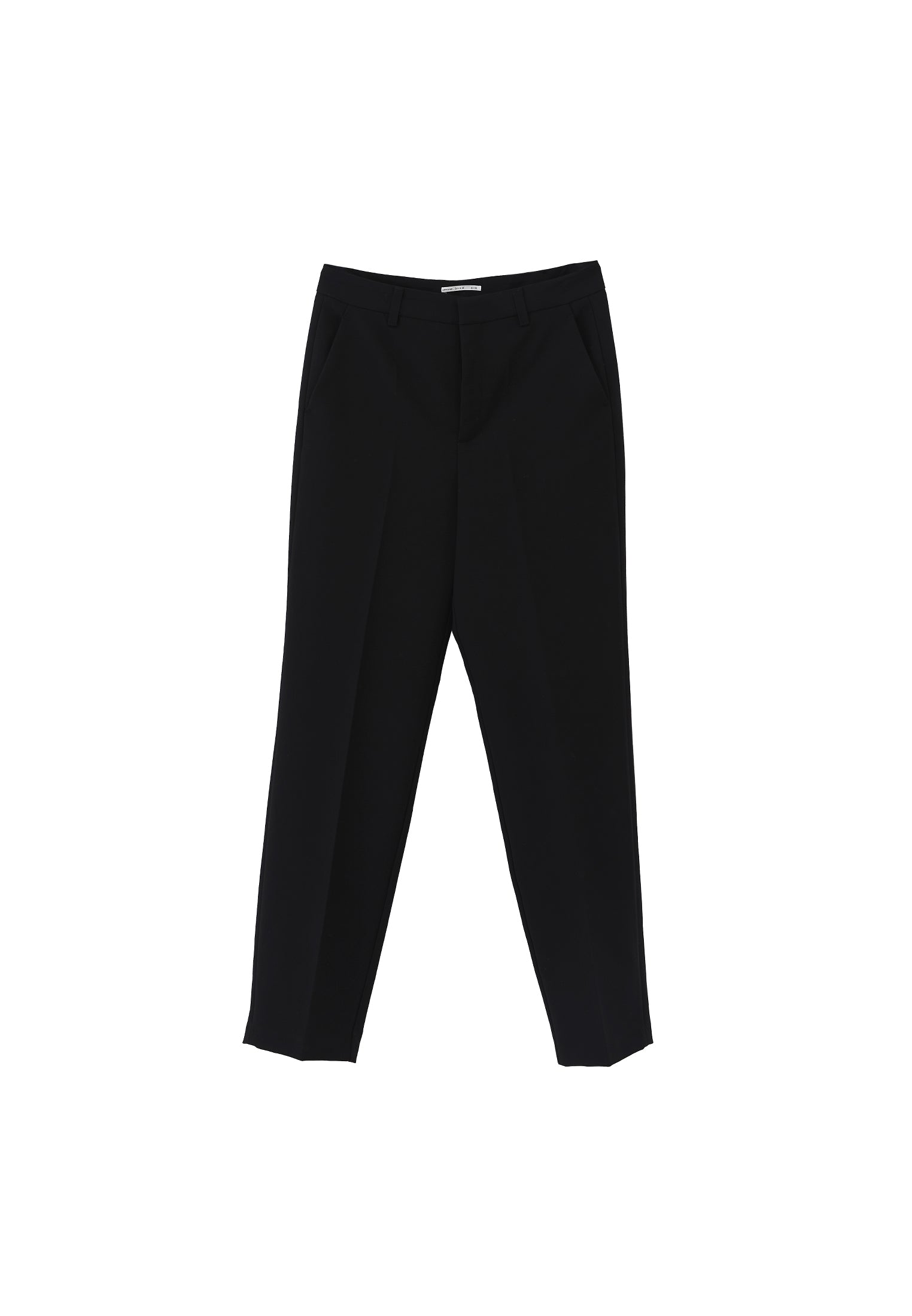 High Waist Long Slim Pants - BLACK
