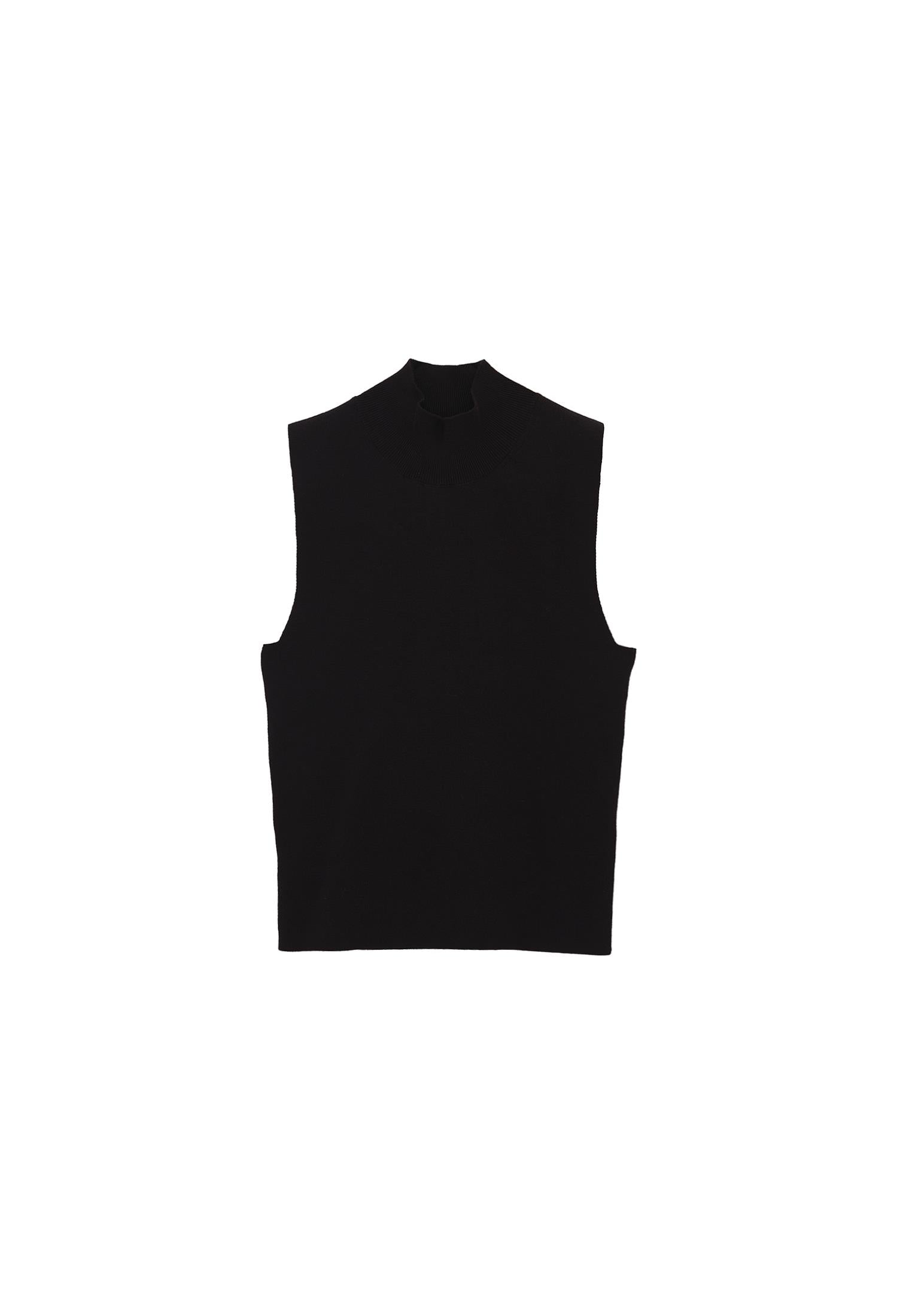 High Neck Tank Top - BLACK