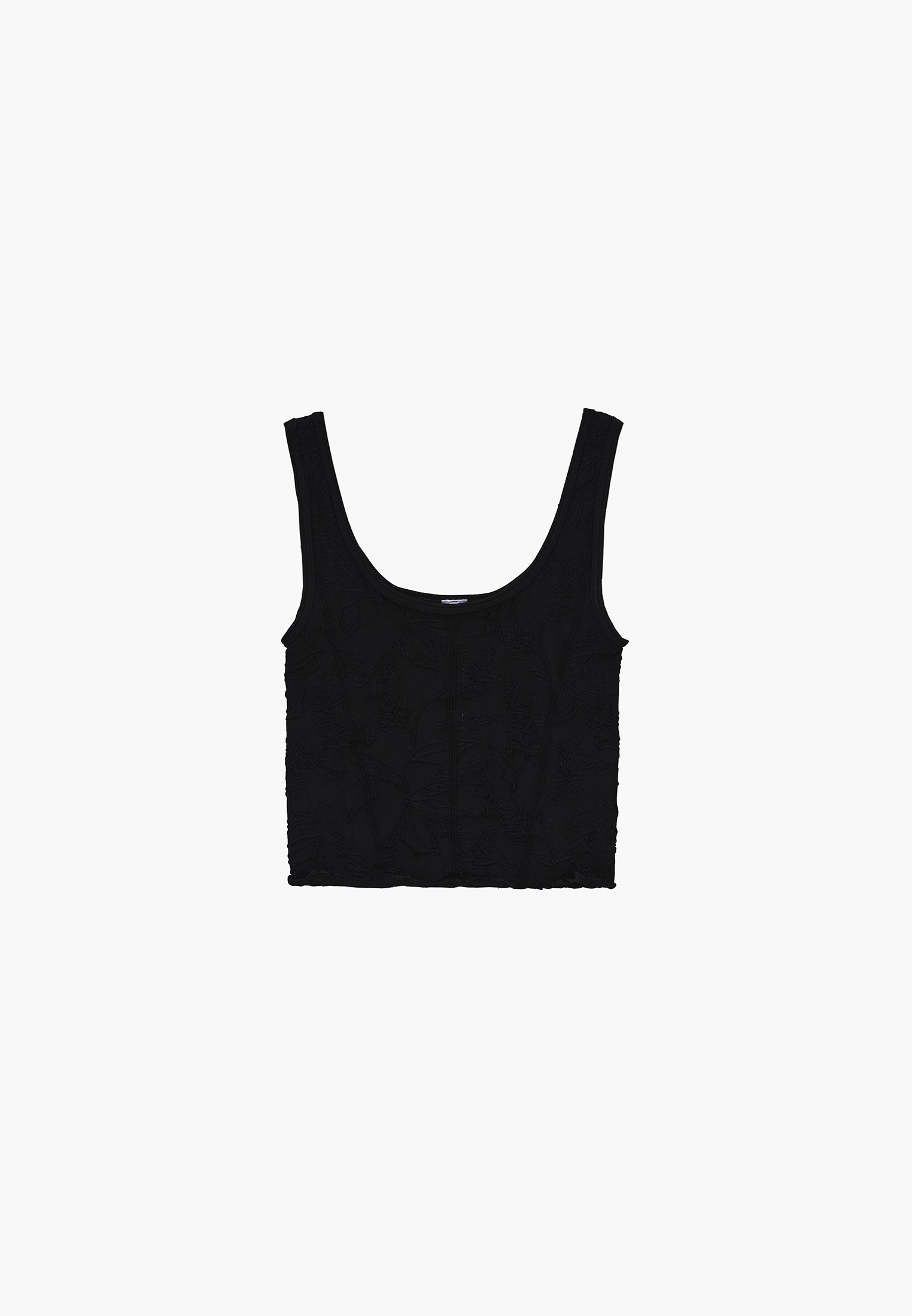 U Neck Sleeveless Cropped Bodycon Tank Top - BLACK