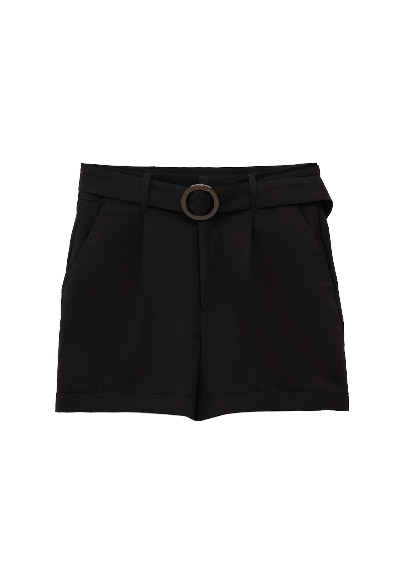 Ultra High Waist Buckled Short Shorts - BLACK