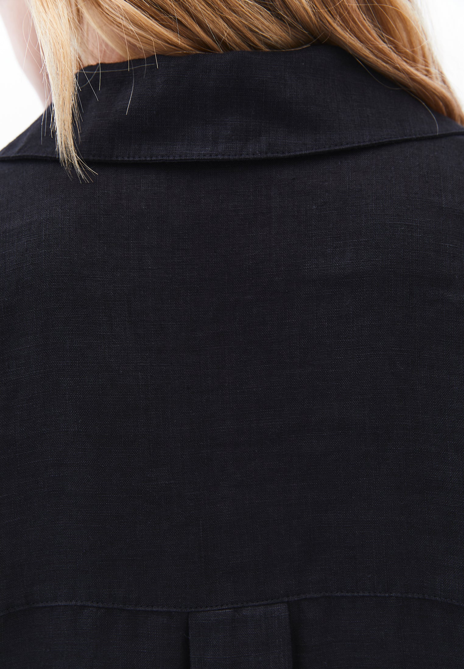 Shirt With Button Details At Tunic Length - BLACK