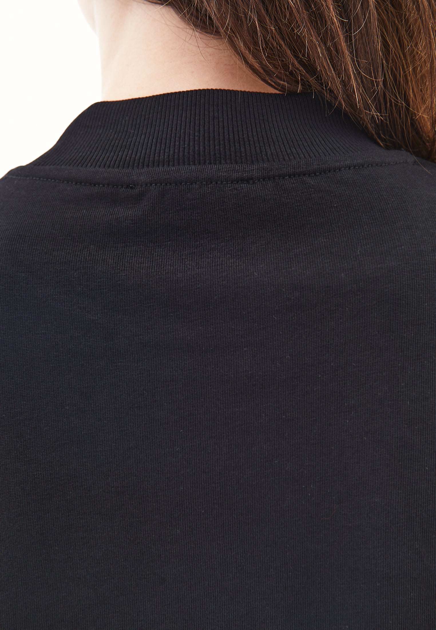 High Neck Oversize T-Shirt - BLACK