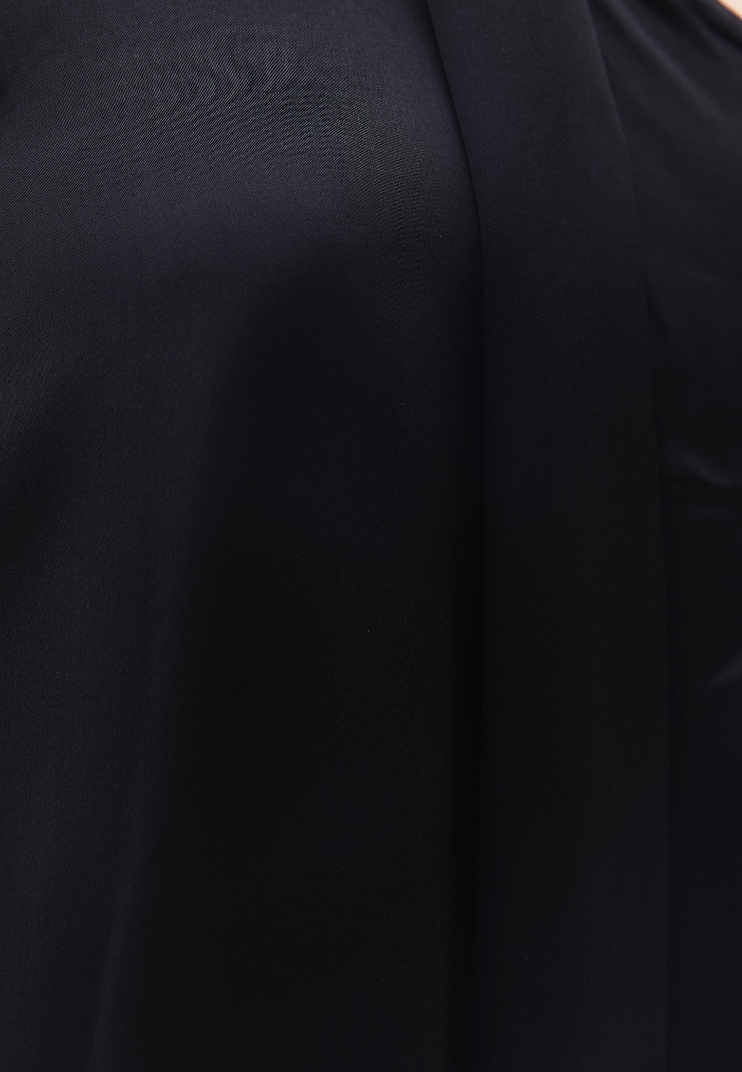 Asymmetric Collar Viscose Dress - BLACK