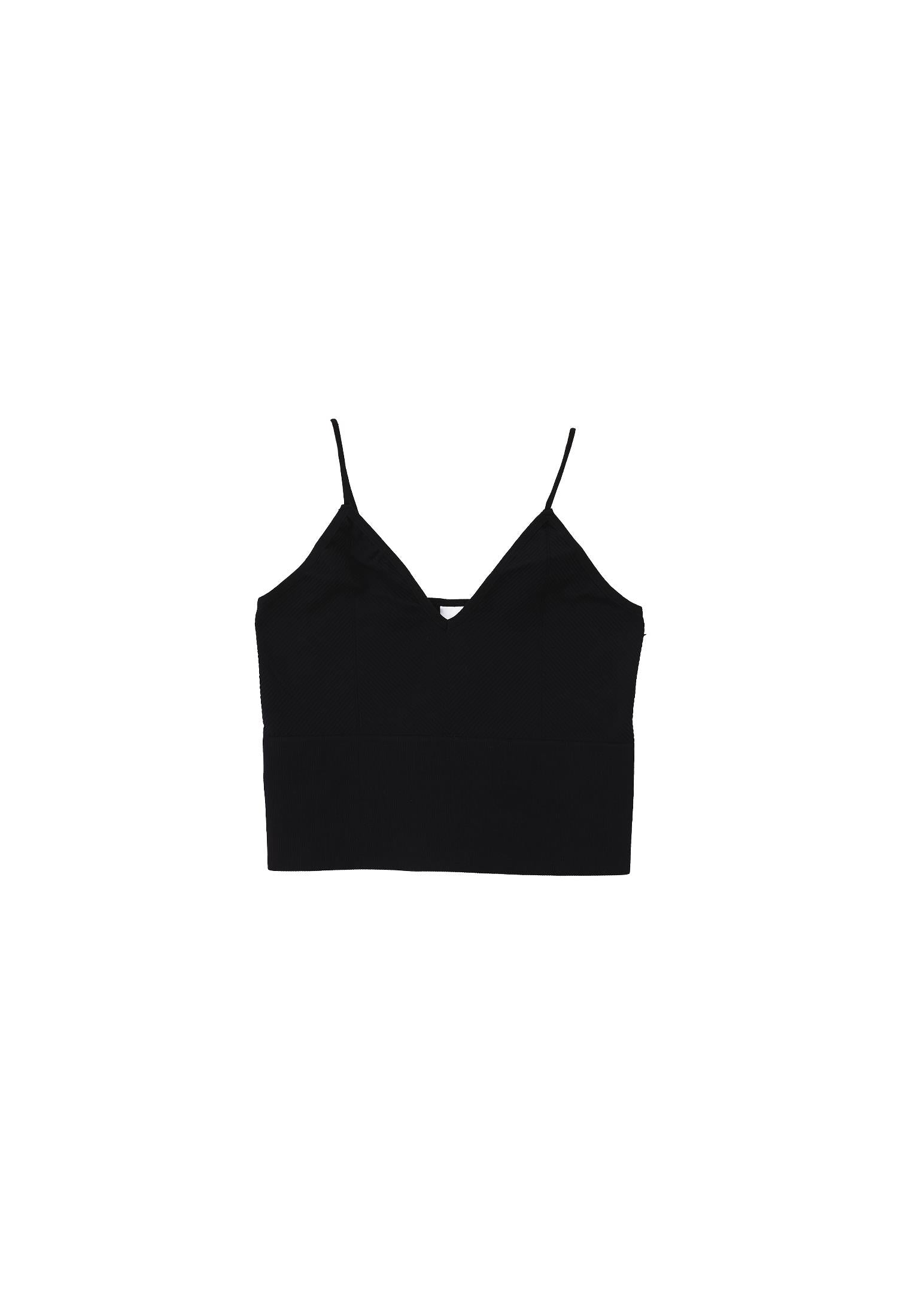 Jacquard Patterned V Neck Tank Top - BLACK