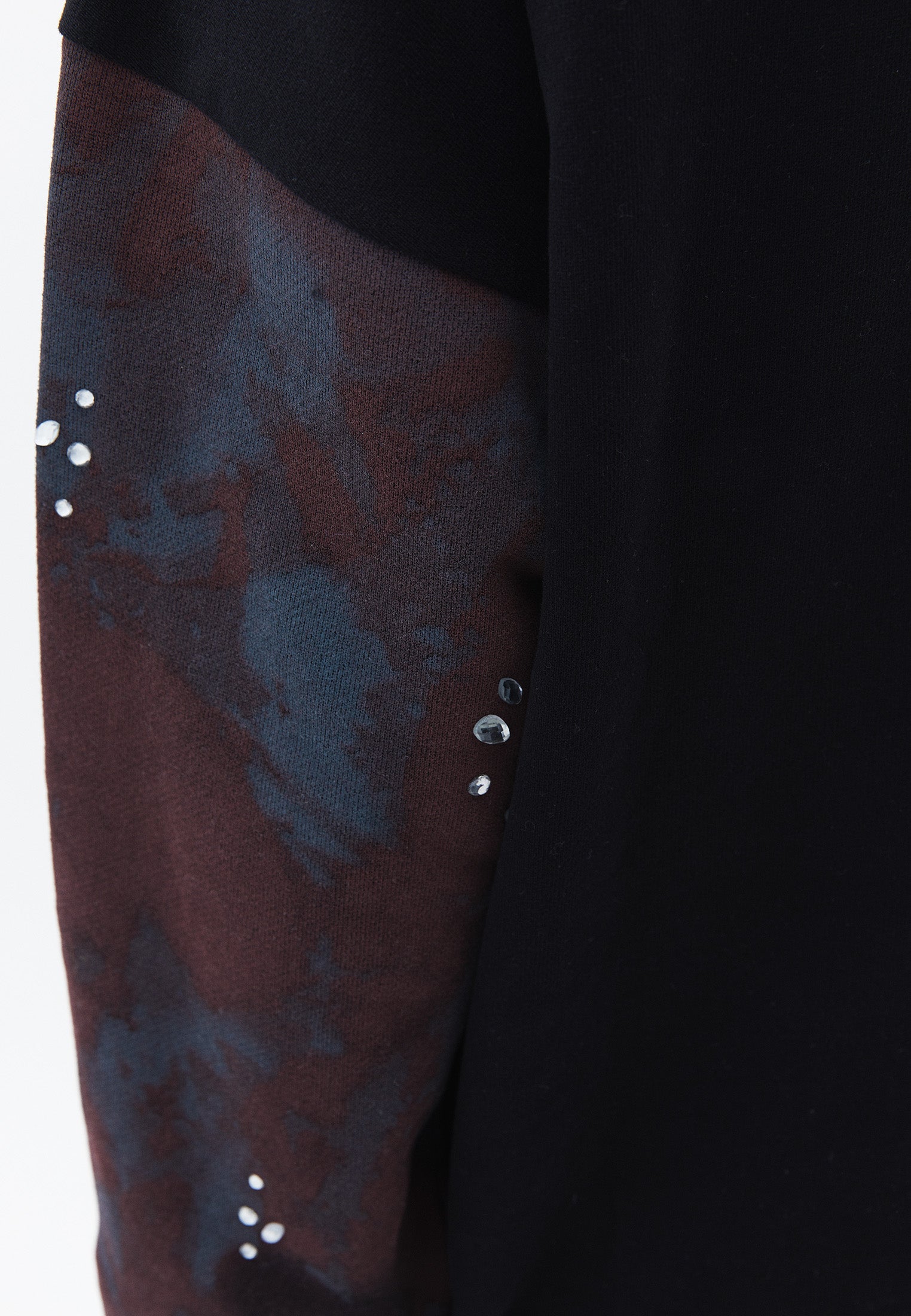 Beaded Printed Oversize Sweatshirt - BLACK