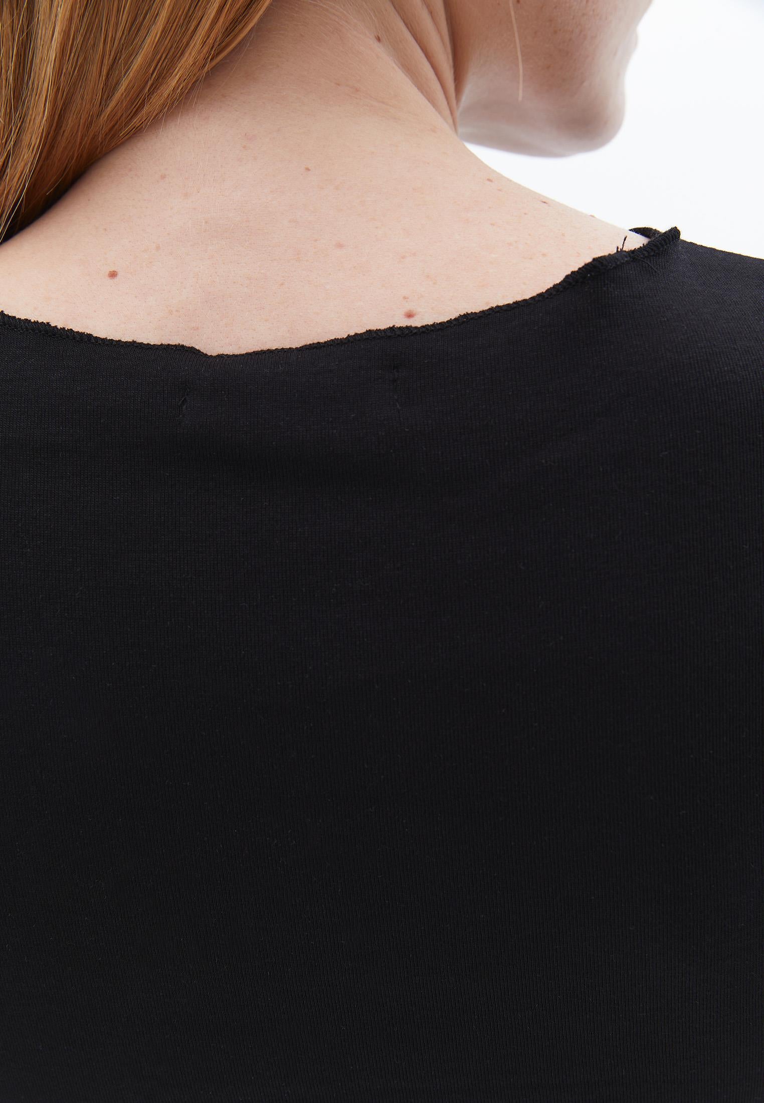 Crew Neck Short Sleeve Slim Fit Cropped T-Shirt - BLACK