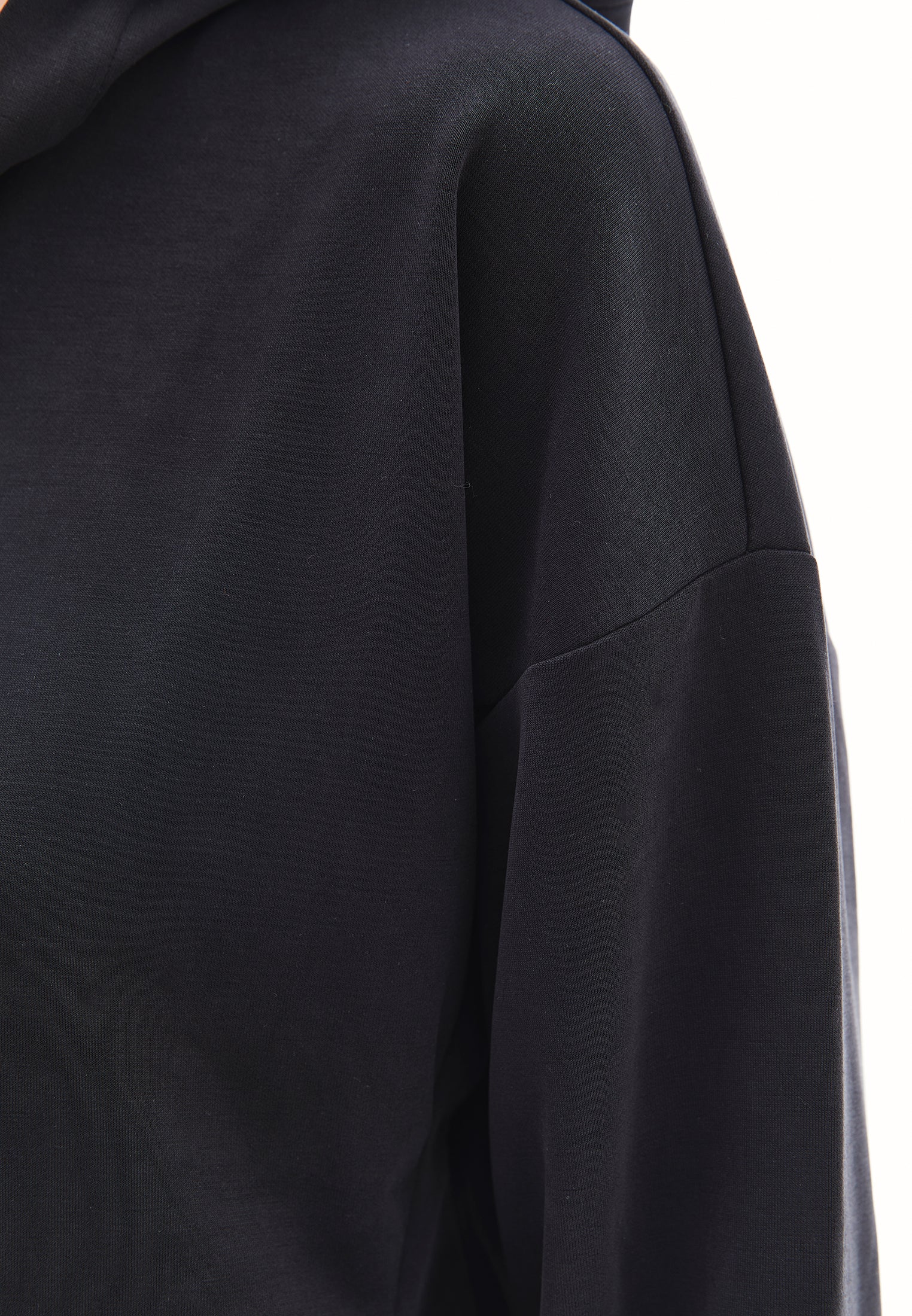 Hoodie With Pockets And Zipper Detail Sweatshirt - BLACK