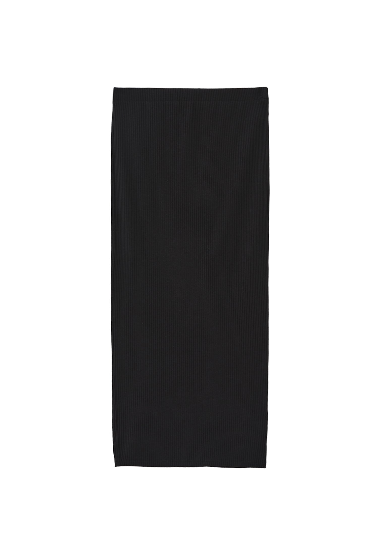 Midi Skirt With Slit Detail And High Waist - BLACK