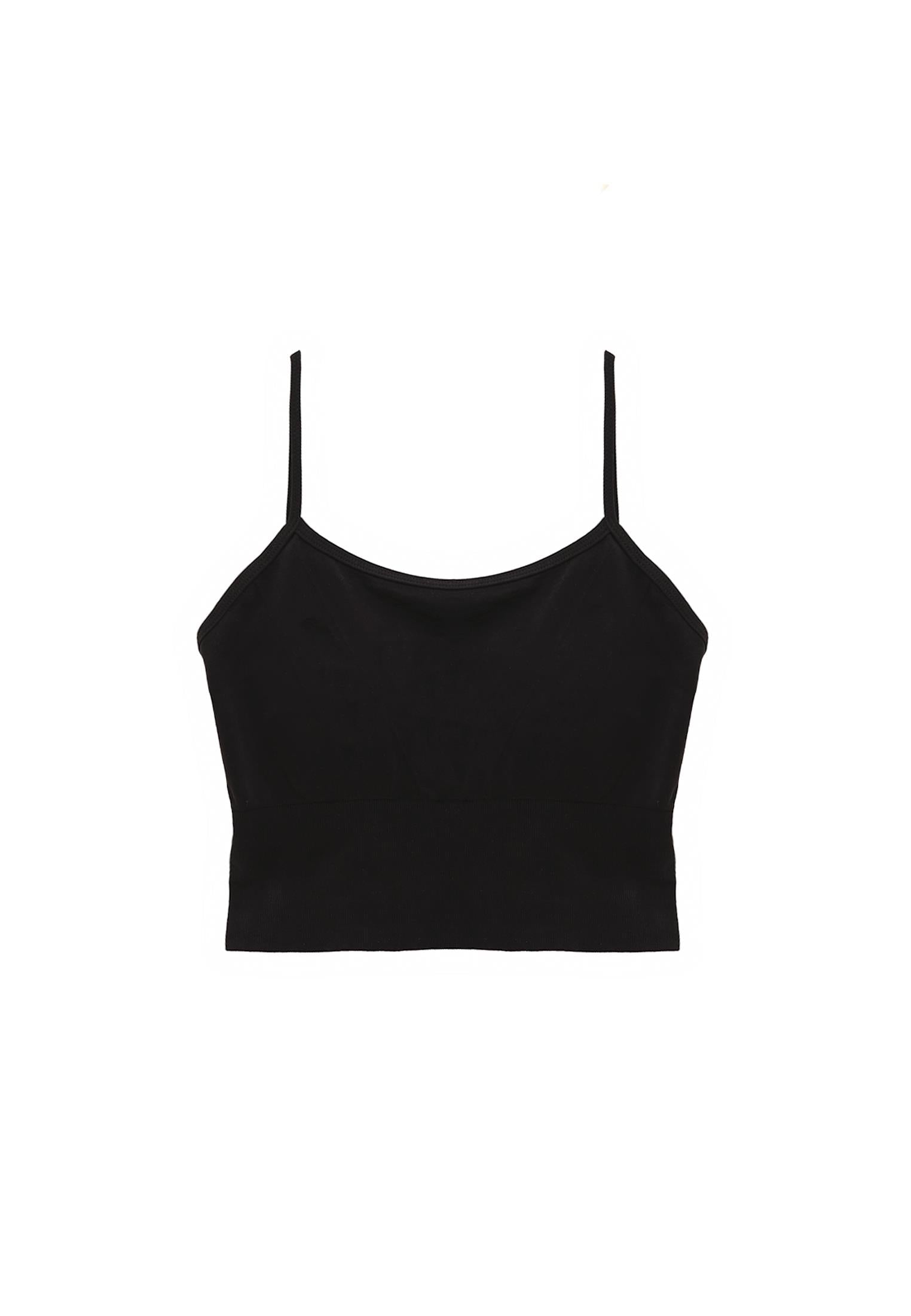 Seamless U Neck Crop Top - BLACK