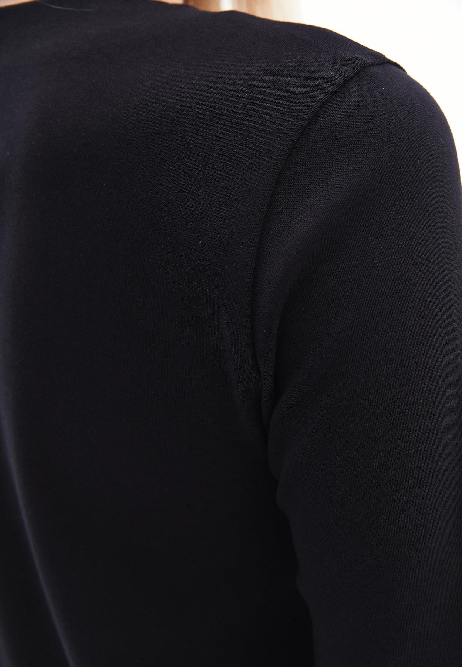 Crew Neck Long Sleeve Sweatshirt - BLACK