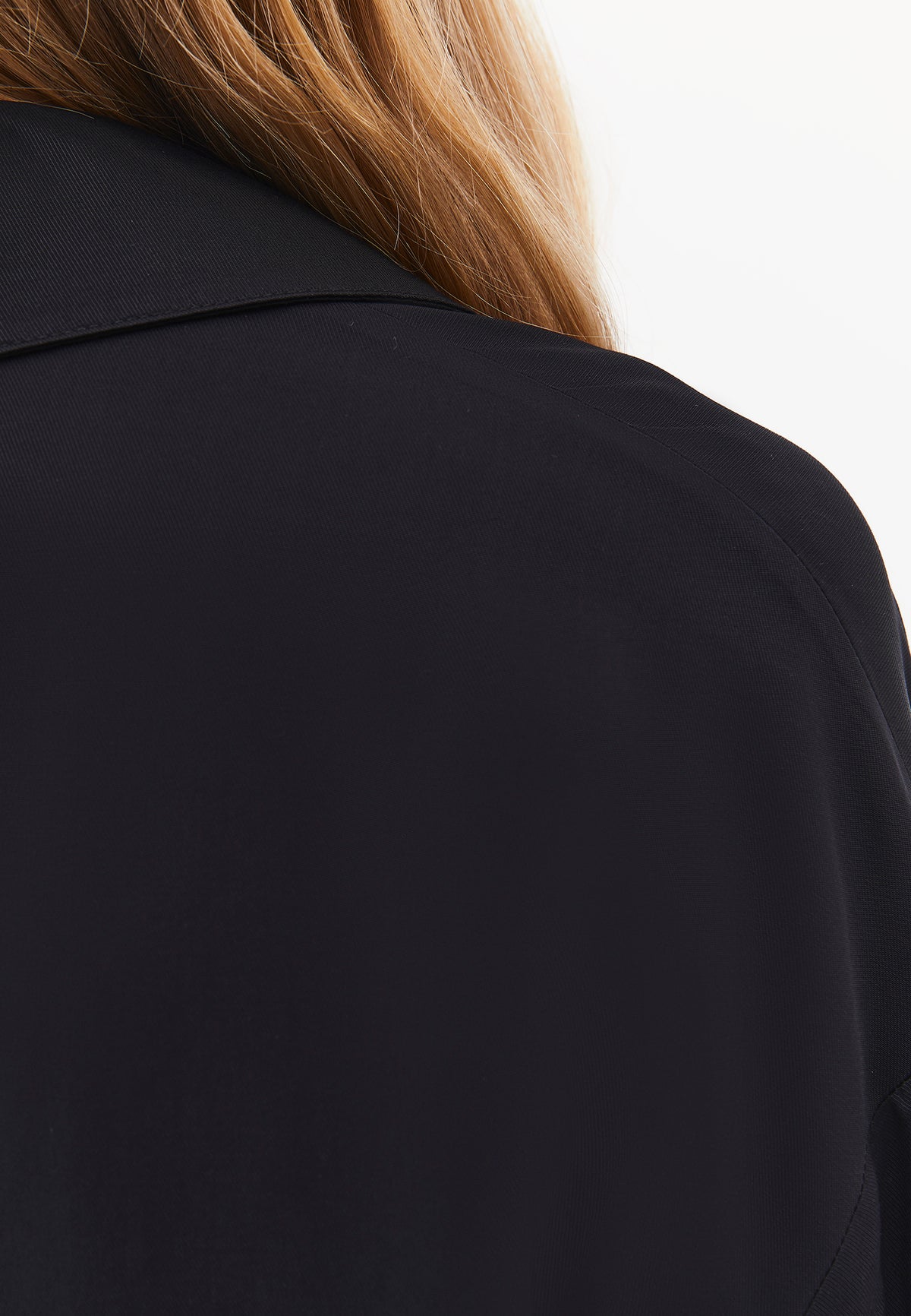 Long Sleeve Shirt with Button Detail and Shirt Collar - BLACK