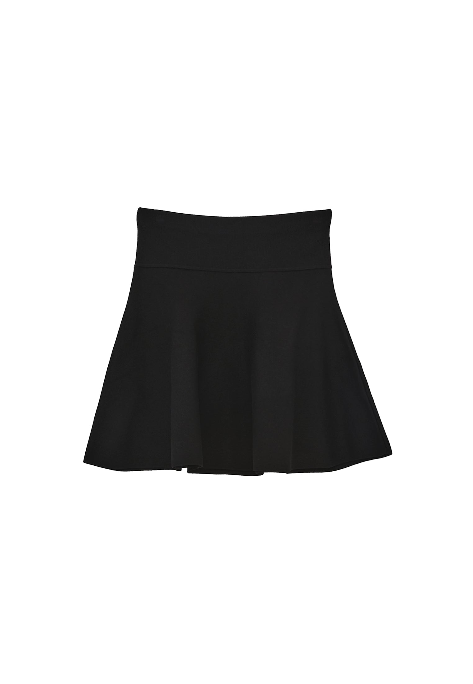 A-Line Short Knit Skirt - BLACK