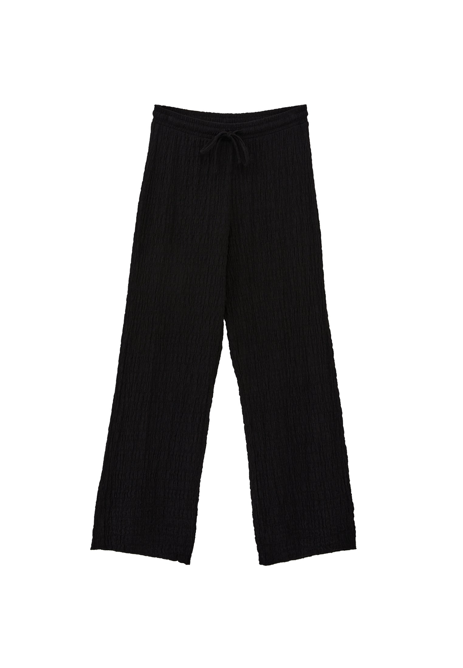 Wide Leg Cotton Pants - BLACK