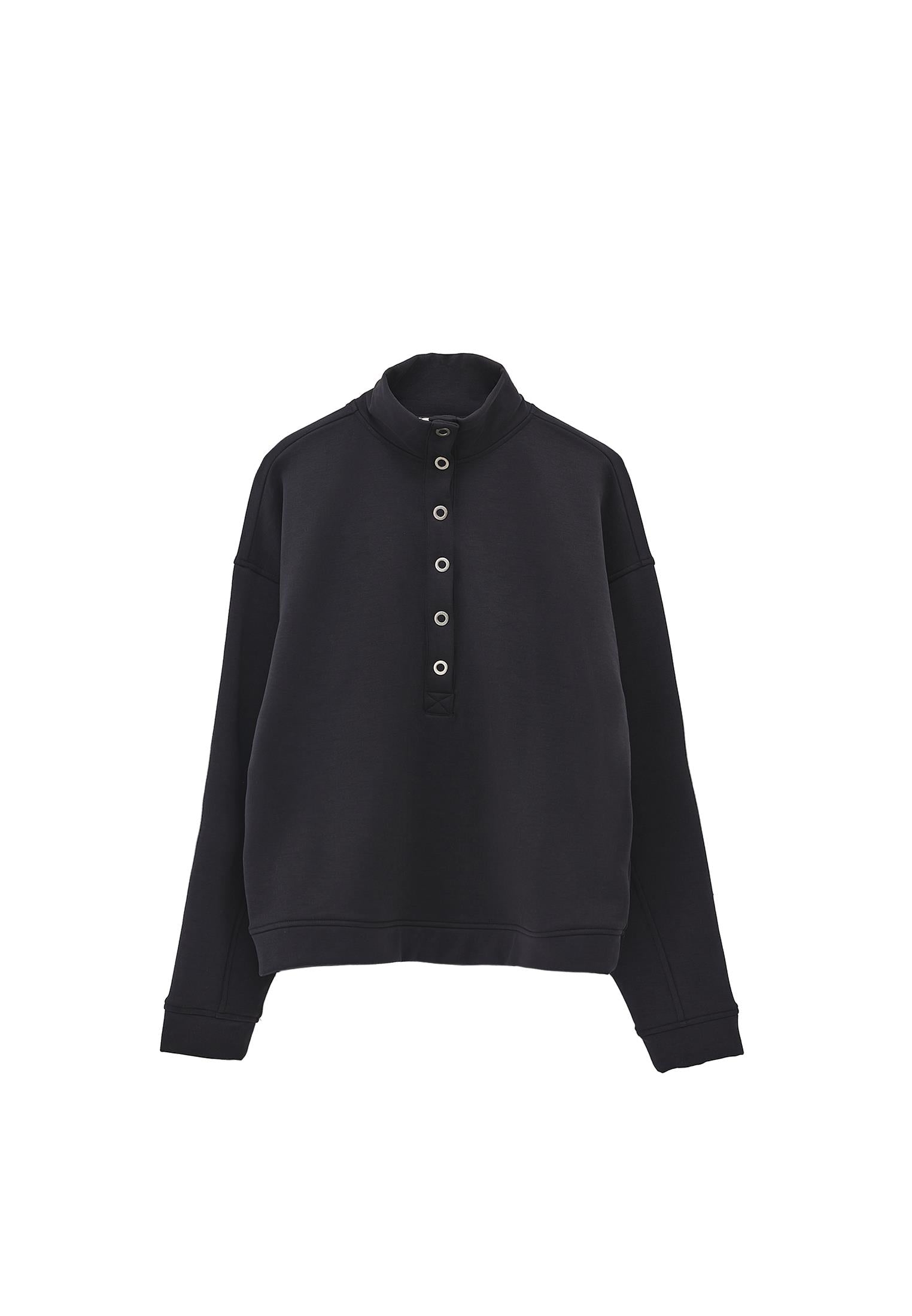 High Neck Sweatshirt - BLACK