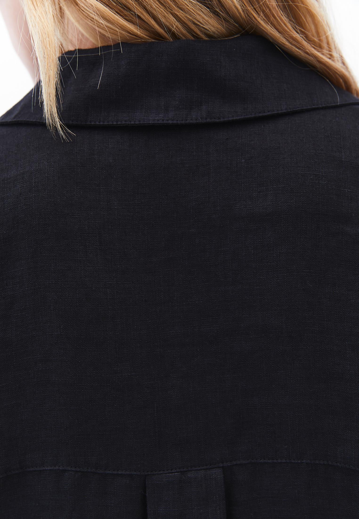 Shirt With Button Details At Tunic Length - BLACK