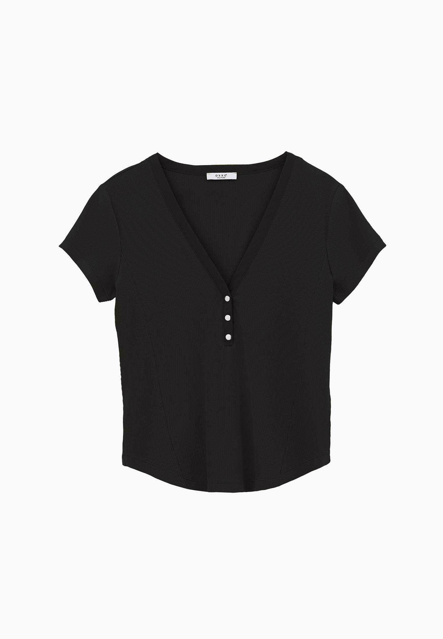 V Neck Slim Fit T-Shirt - BLACK