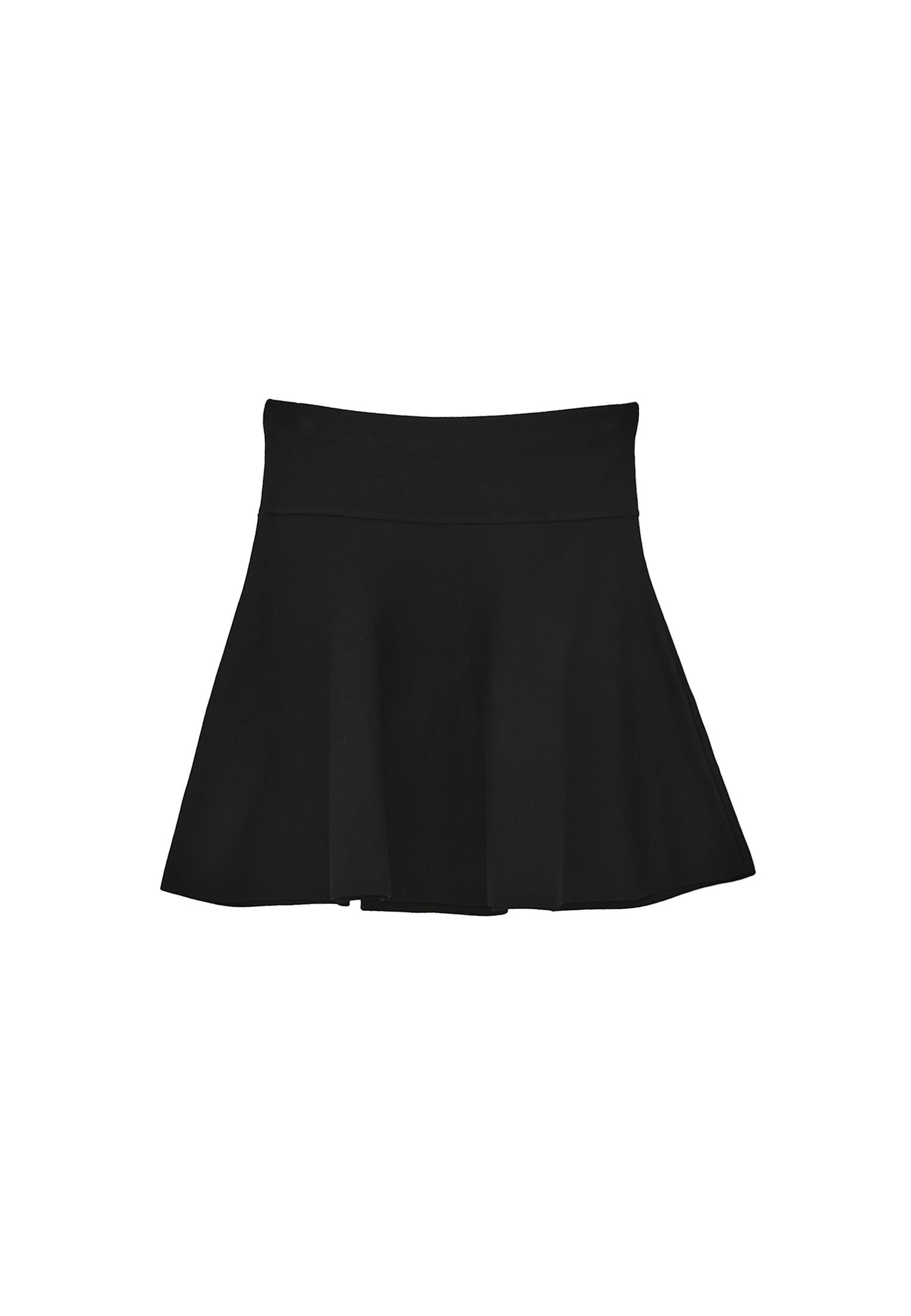 A-Line Short Knit Skirt - BLACK