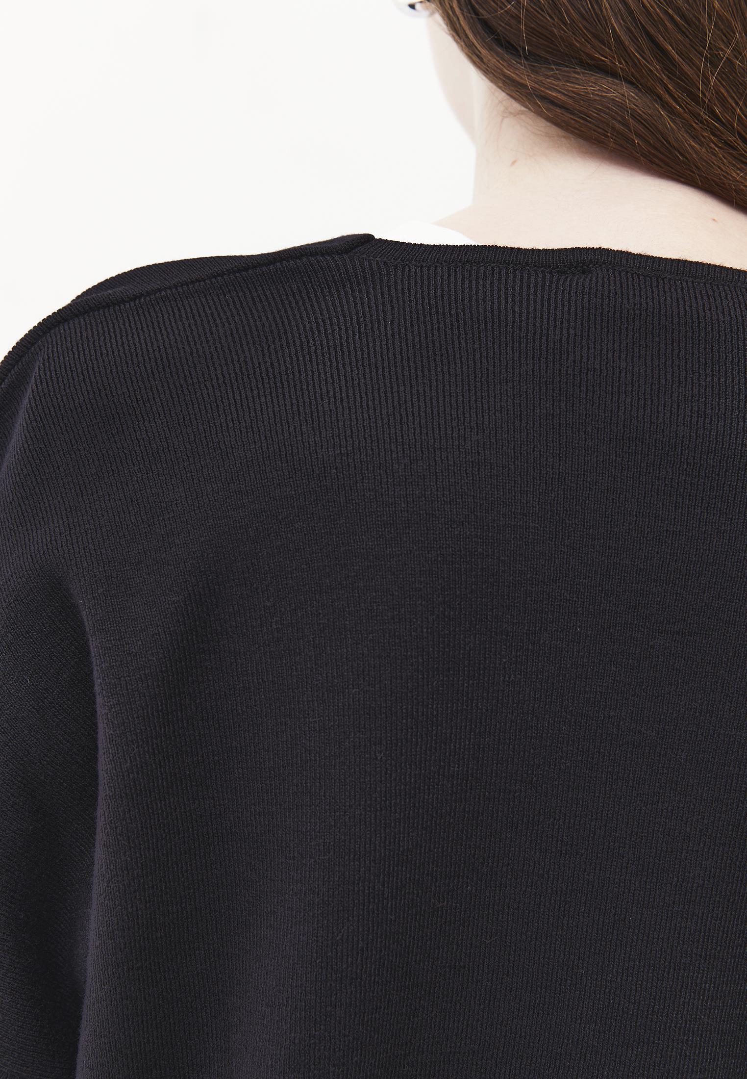 V Neck Long Sleeve Sweater - BLACK