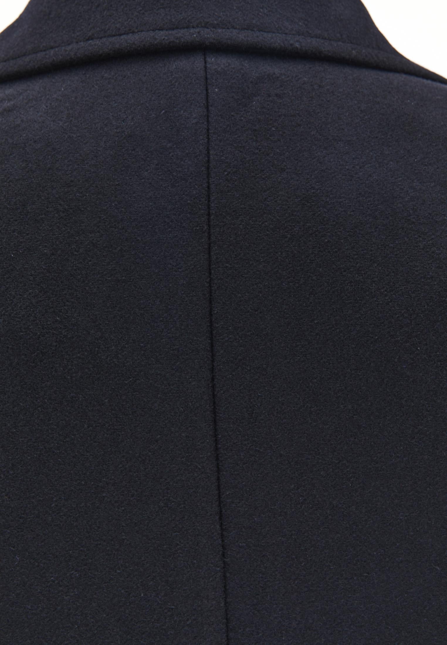 Long Coat With Shawl Collar And Pocket Details - BLACK