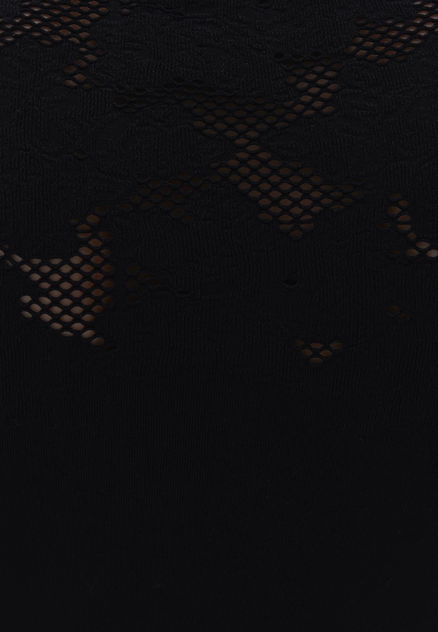 Jacquard Boat Neck Bodycon T-Shirt Long Sleeve - BLACK