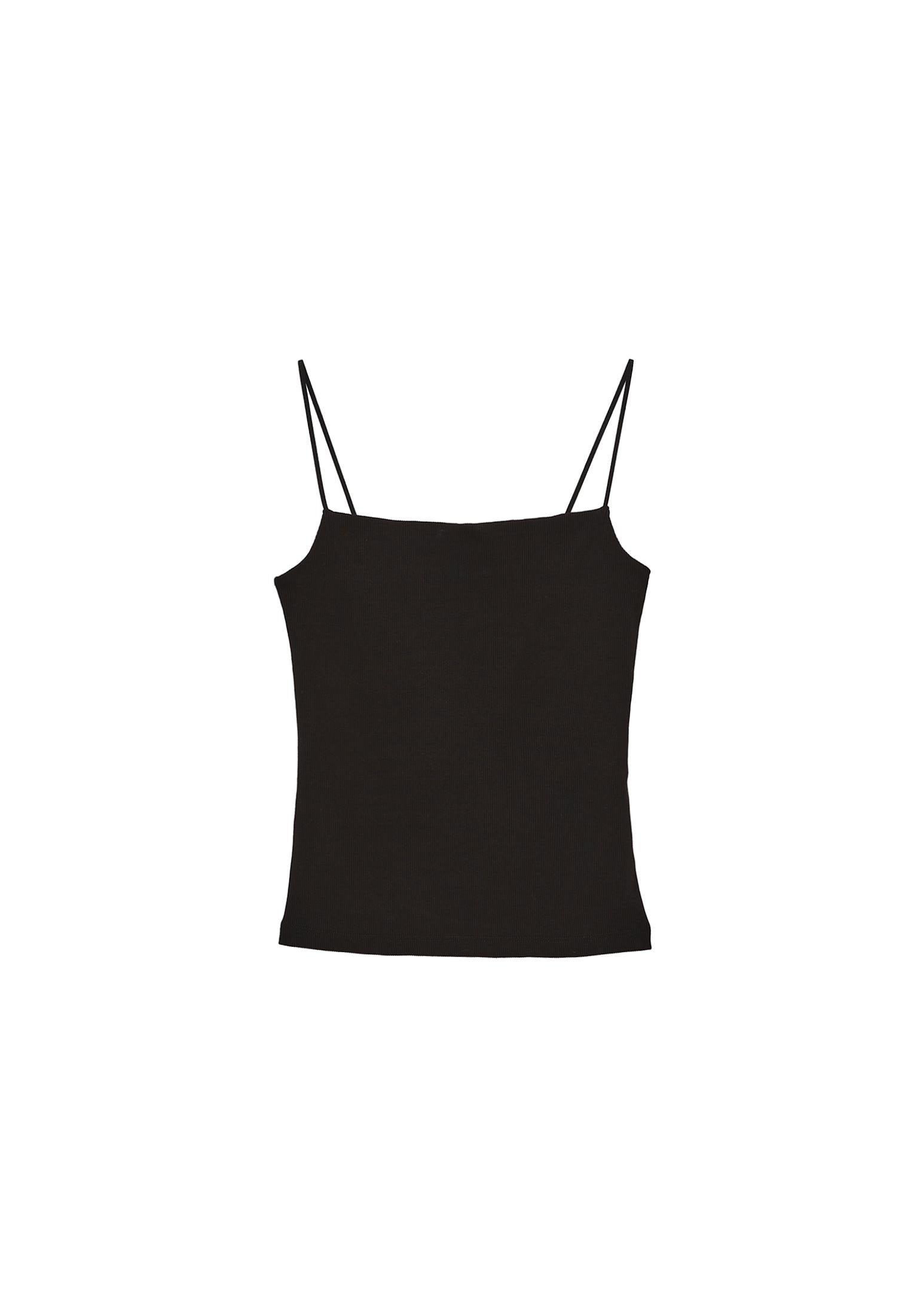 Wide Neck Tank Top - BLACK