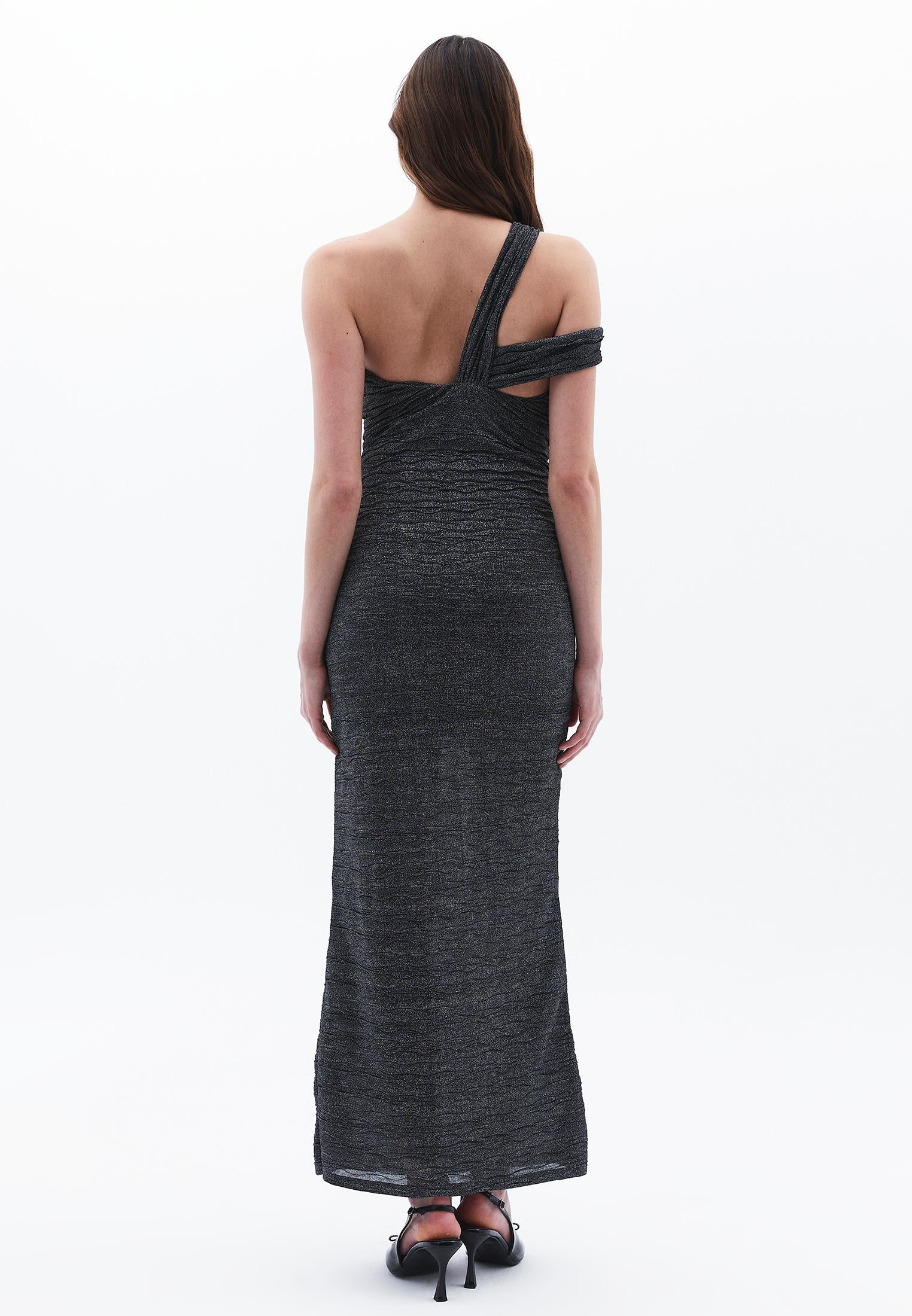 Asymmetric Women's Jumpsuit Dress - BLACK