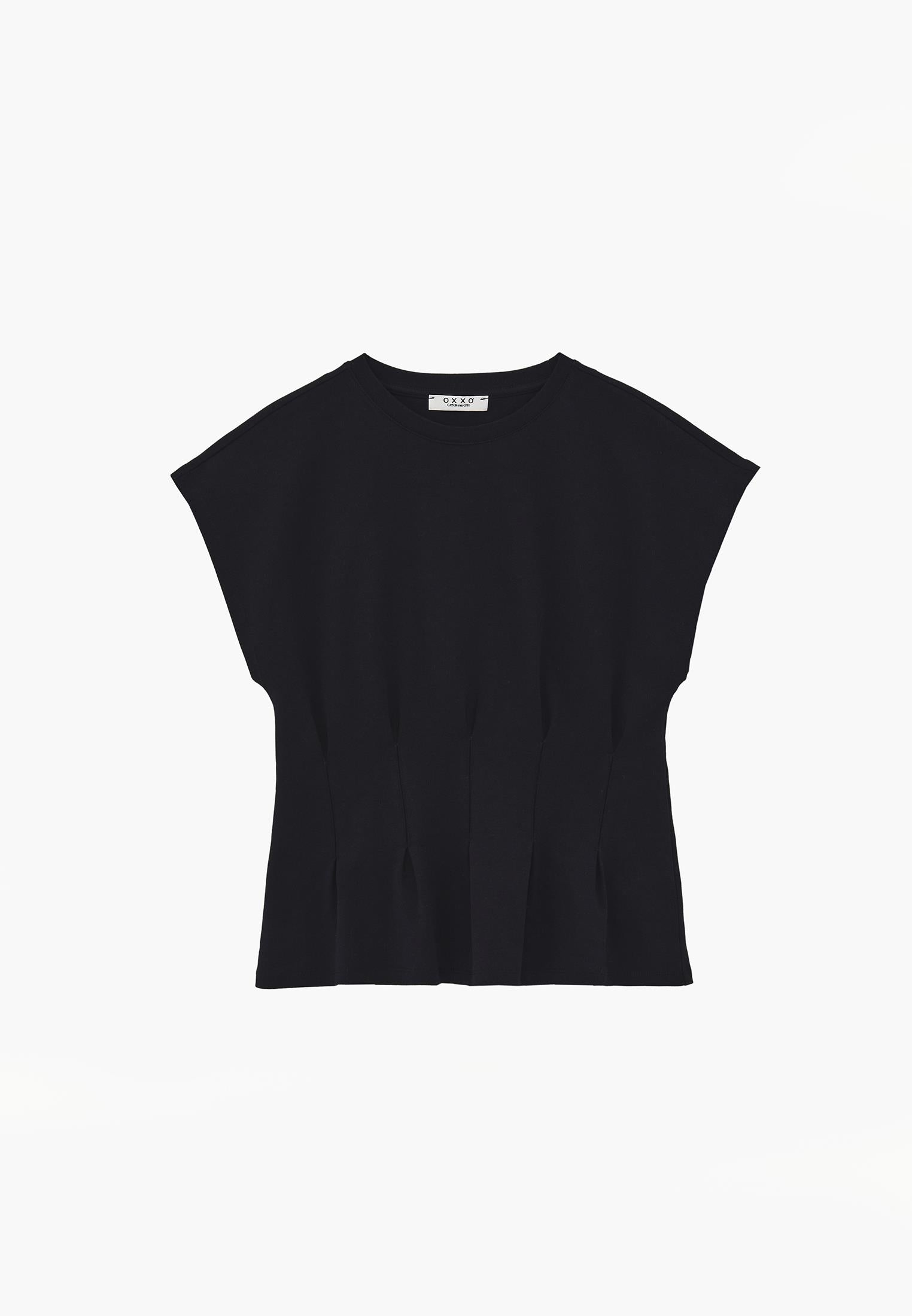Crew Neck Short Sleeve Standard T-Shirt - BLACK