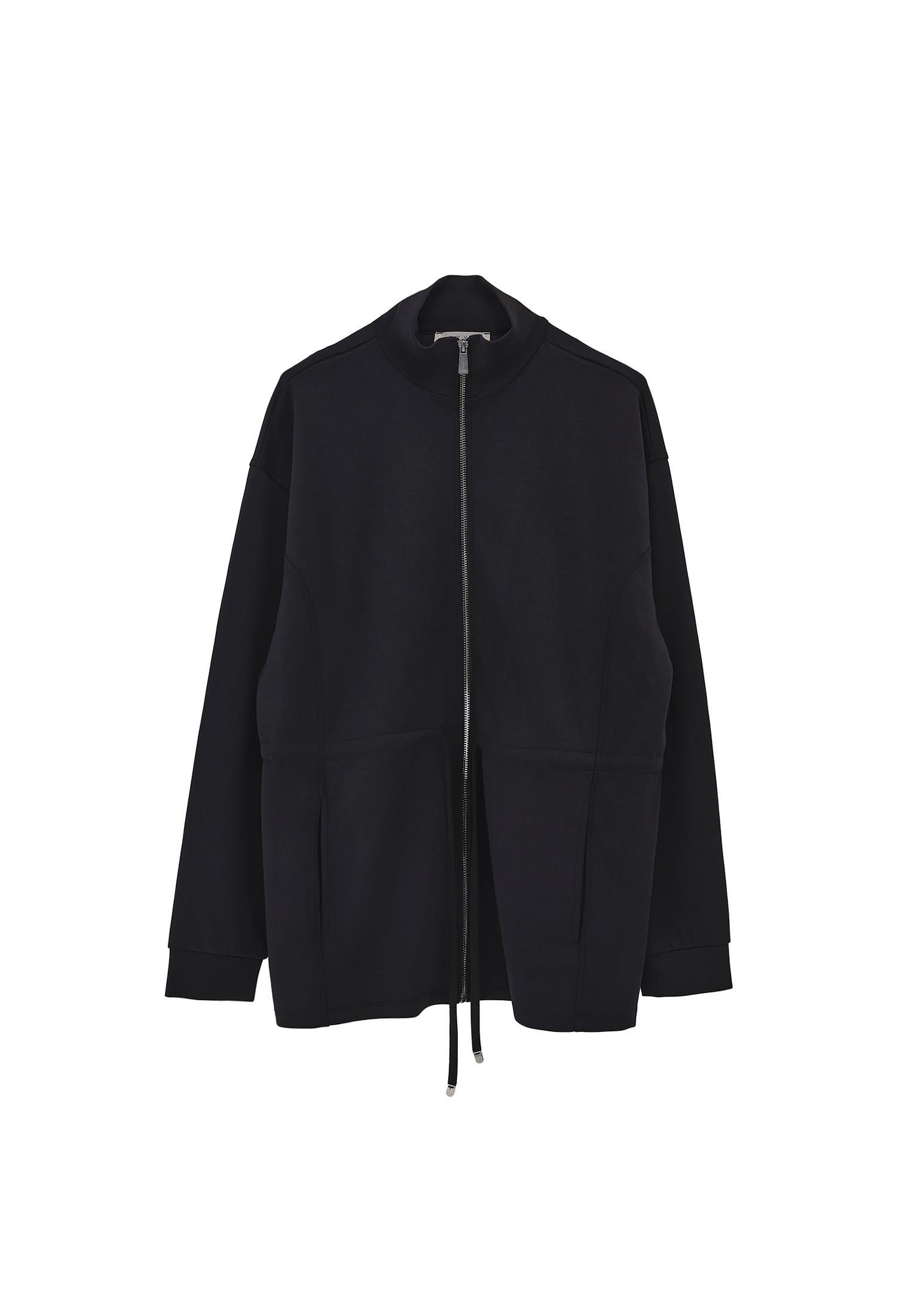 High Neck Zipper Detailed Long Sleeve Sweatshirt Tunic - BLACK