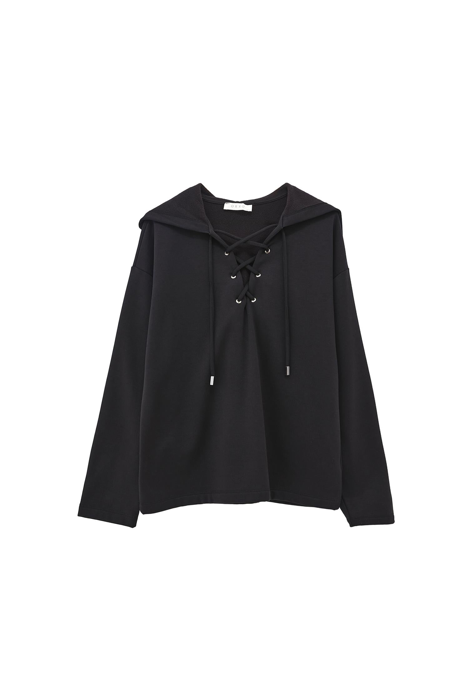 Hooded Oversize Sweatshirt - BLACK