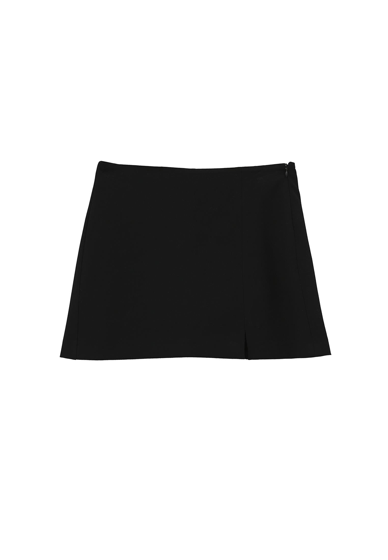 Ultra High Waist Skinny Fit Zippered Short Shorts - BLACK