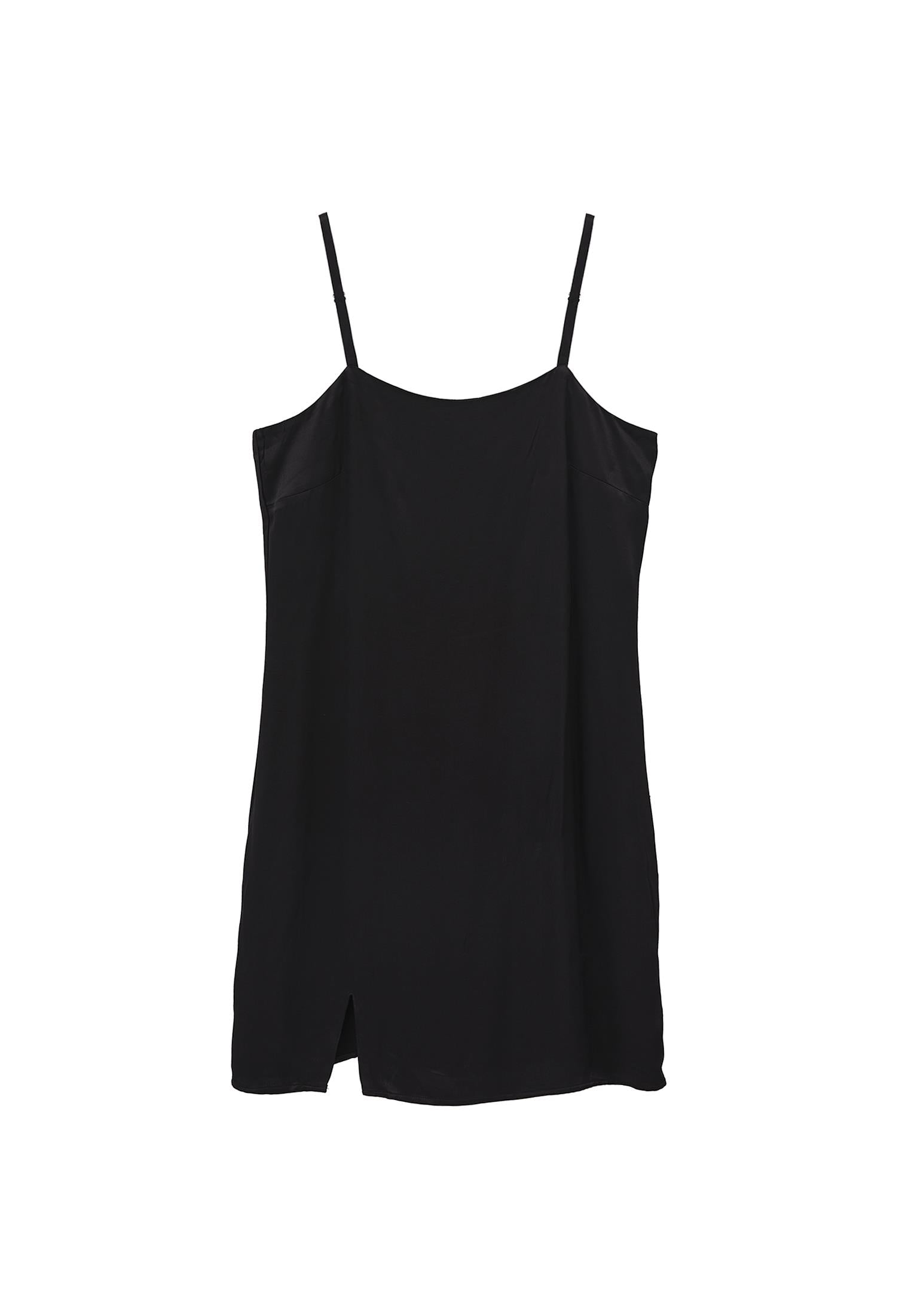 Short Satin Dress - BLACK
