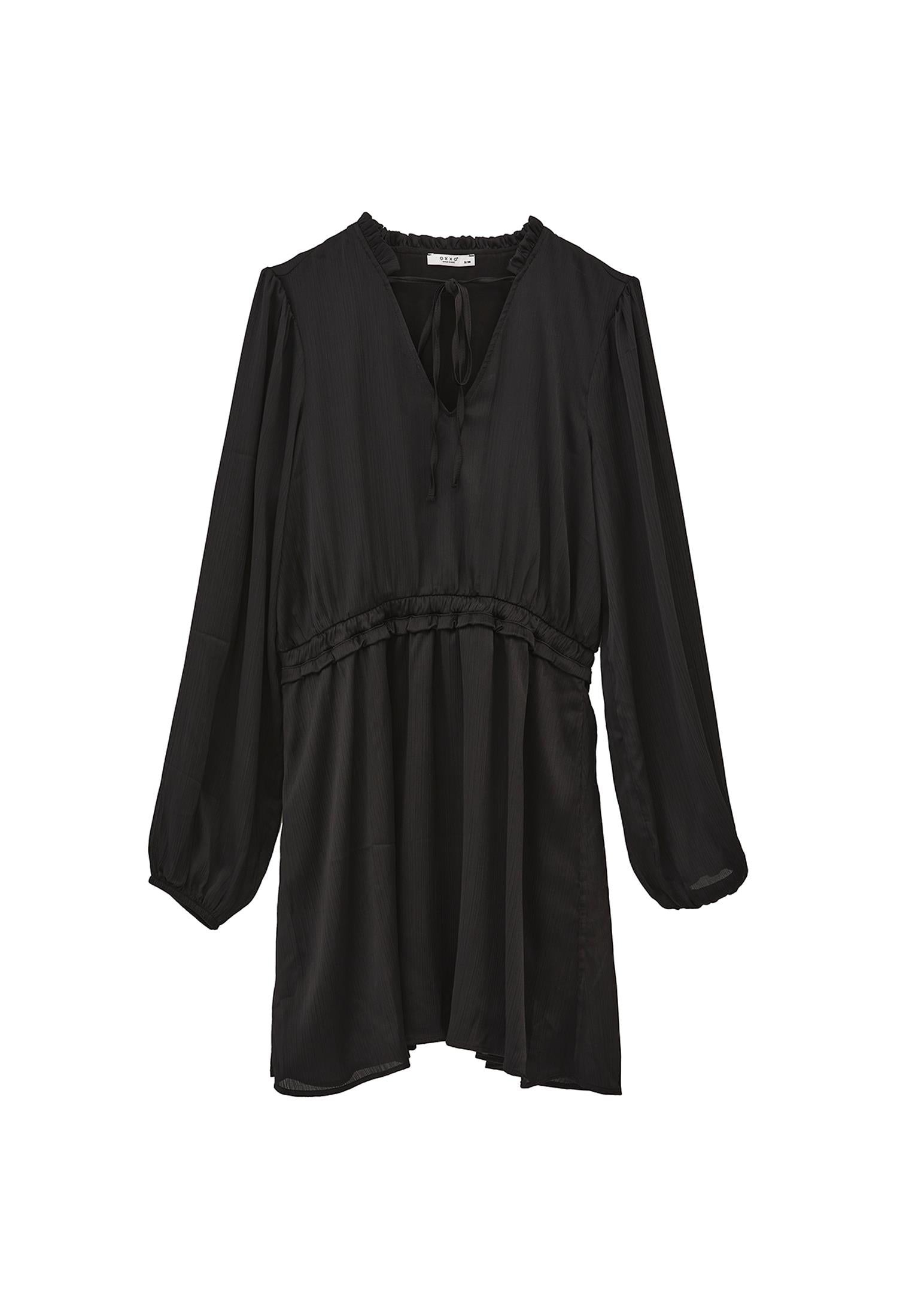 Short V-Neck Dress - BLACK