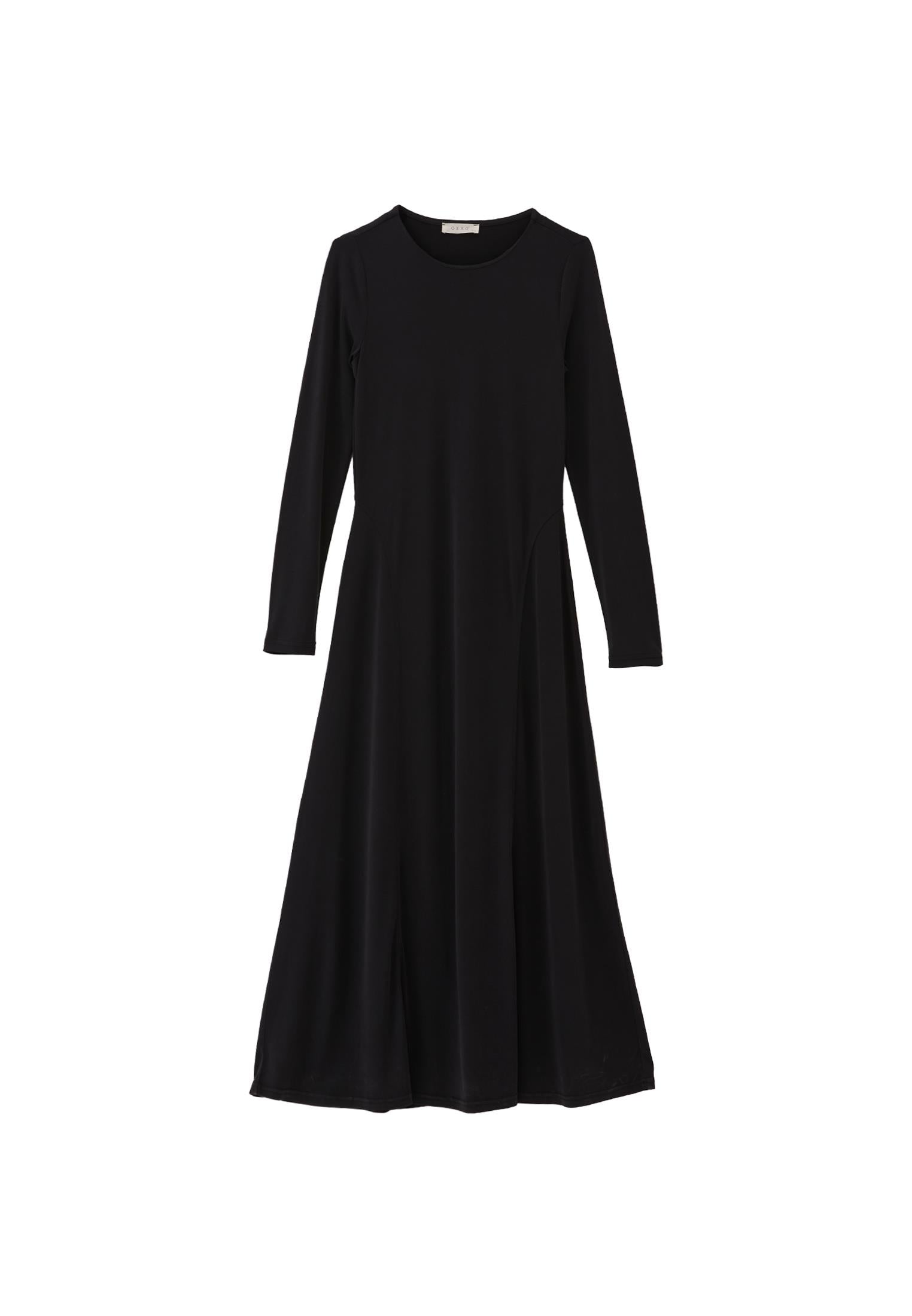 Crew Neck Fashion Dress - BLACK