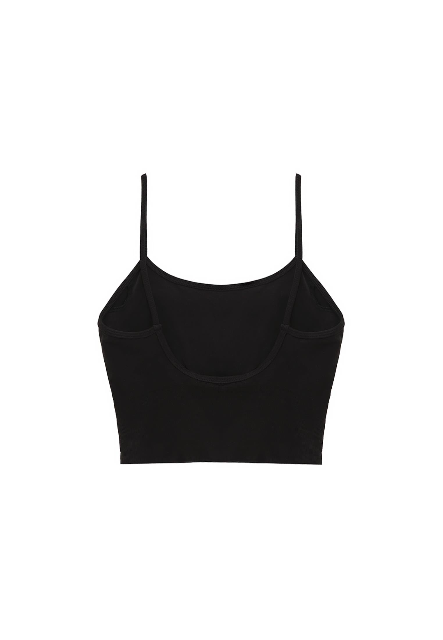 Seamless U Neck Crop Top - BLACK