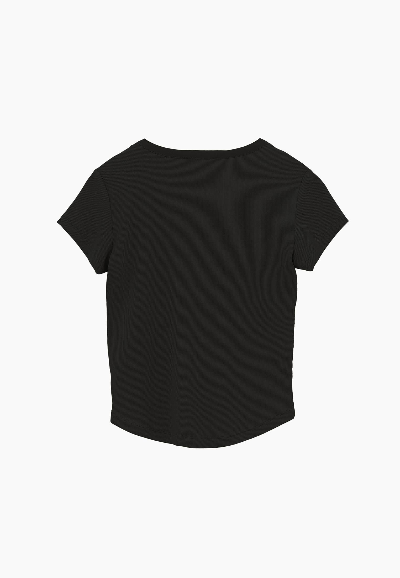 V Neck Slim Fit T-Shirt - BLACK