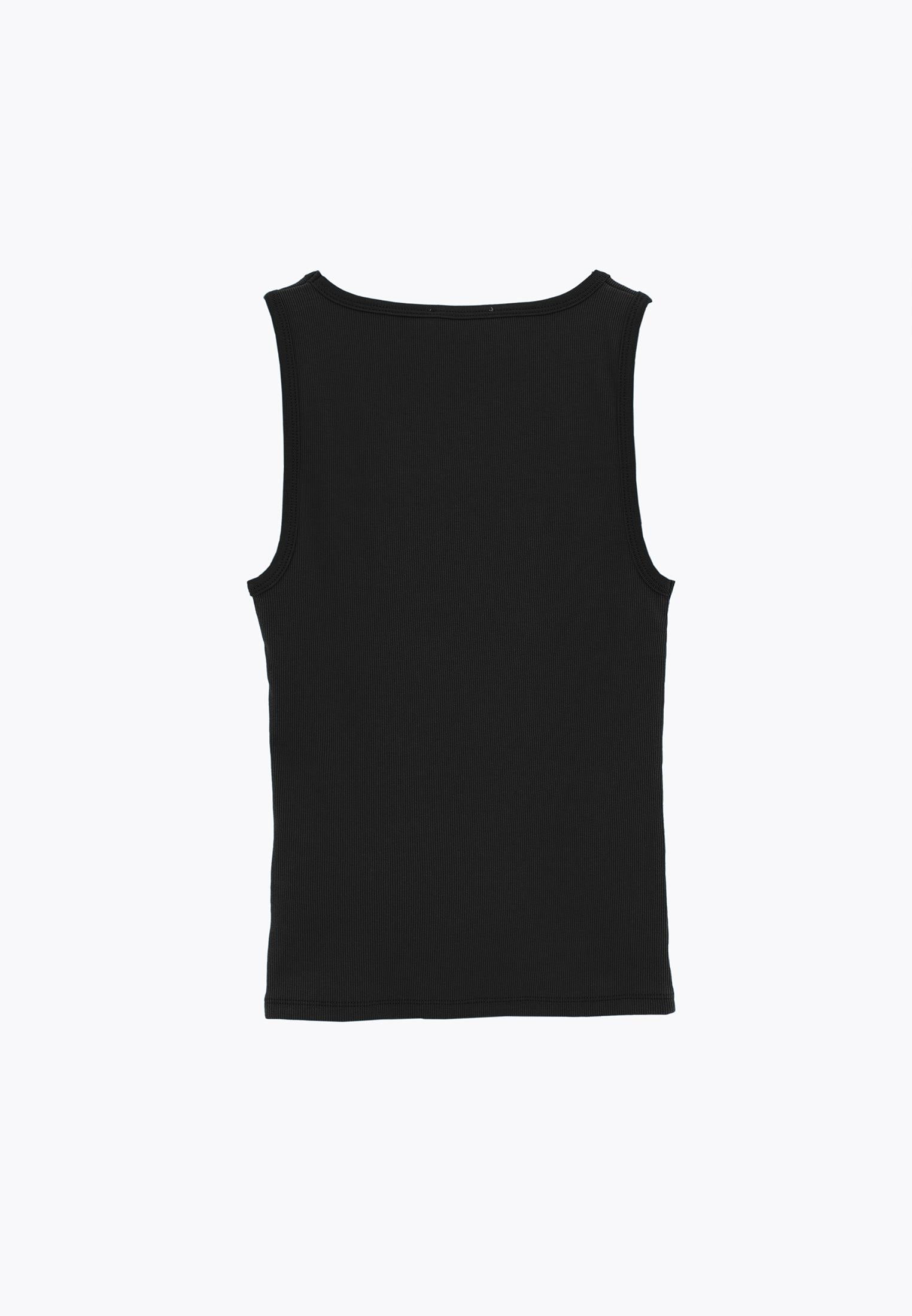 Square Neck Bodycon Tank Top - BLACK
