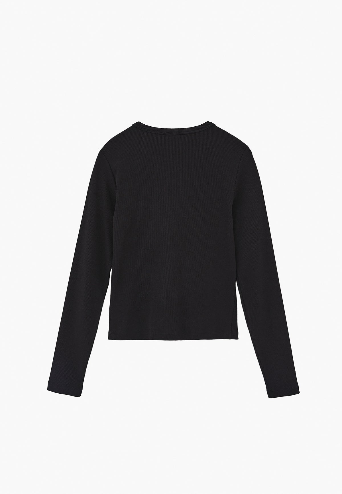 Crew Neck Long Sleeve Zip Detailed Bodycon T-Shirt - BLACK