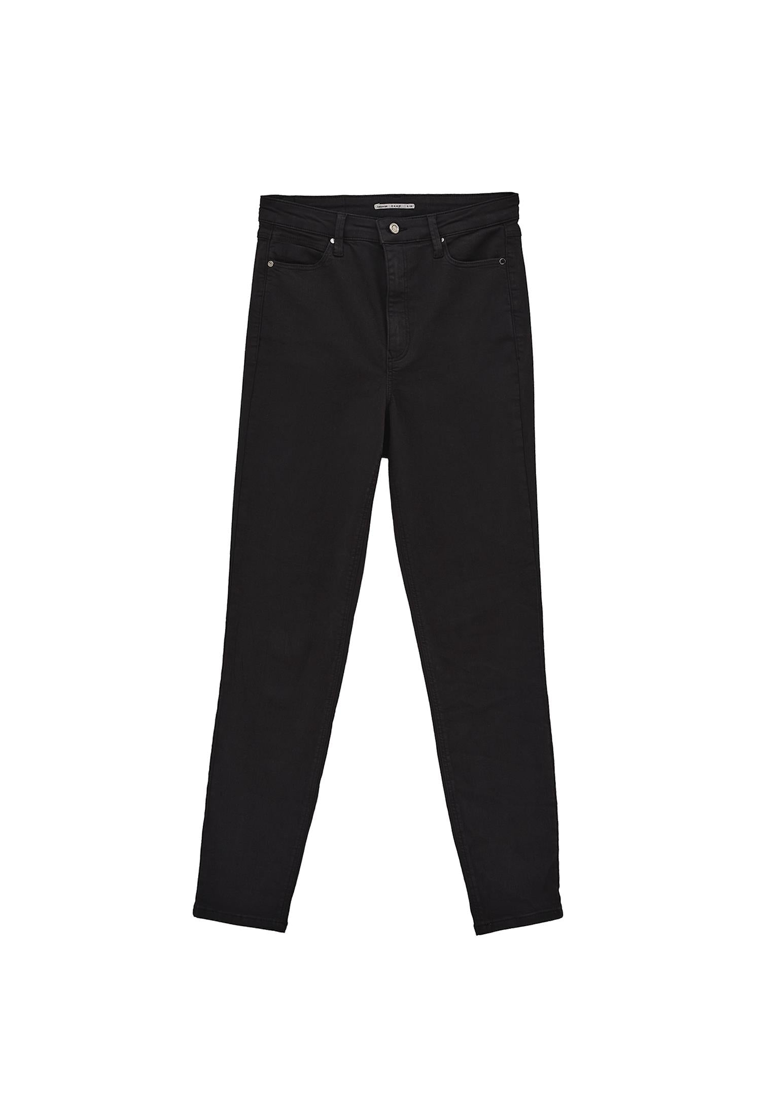 High Waist Cropped Skinny Pants - BLACK