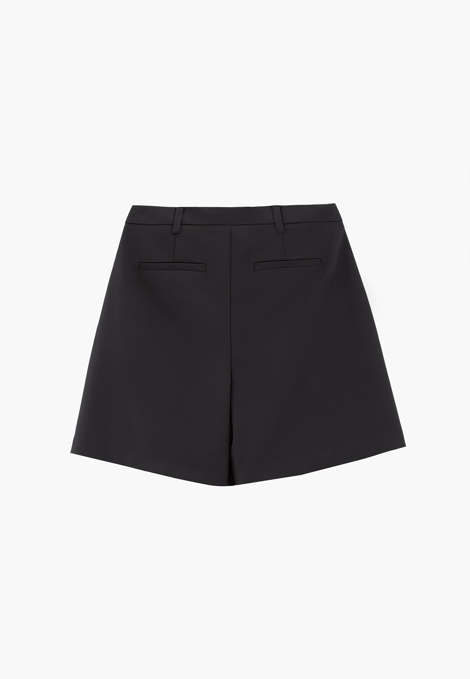 High Waist Shorts with Pleated Details - BLACK