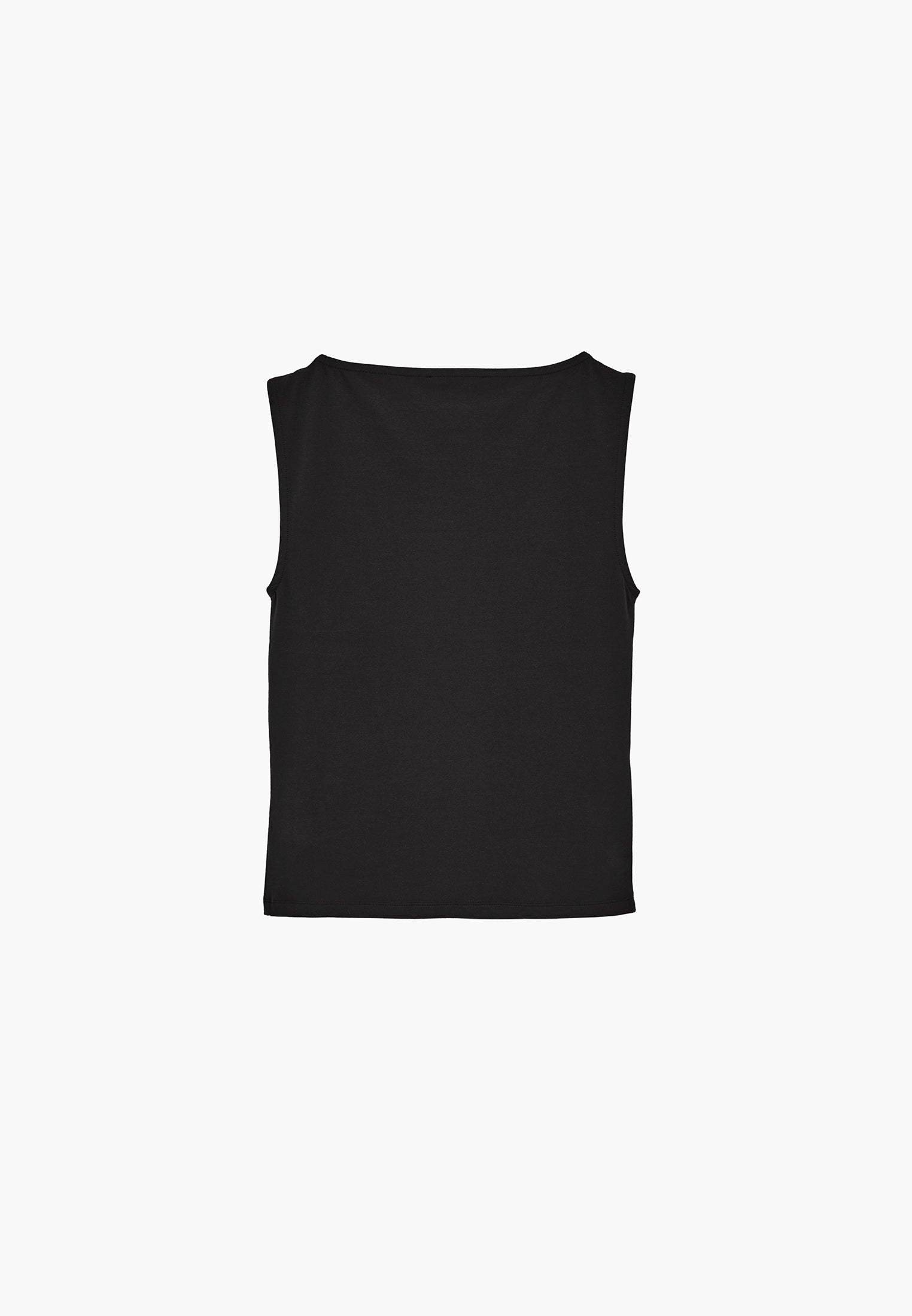 Boat Neck Bodycon Tank Top - BLACK