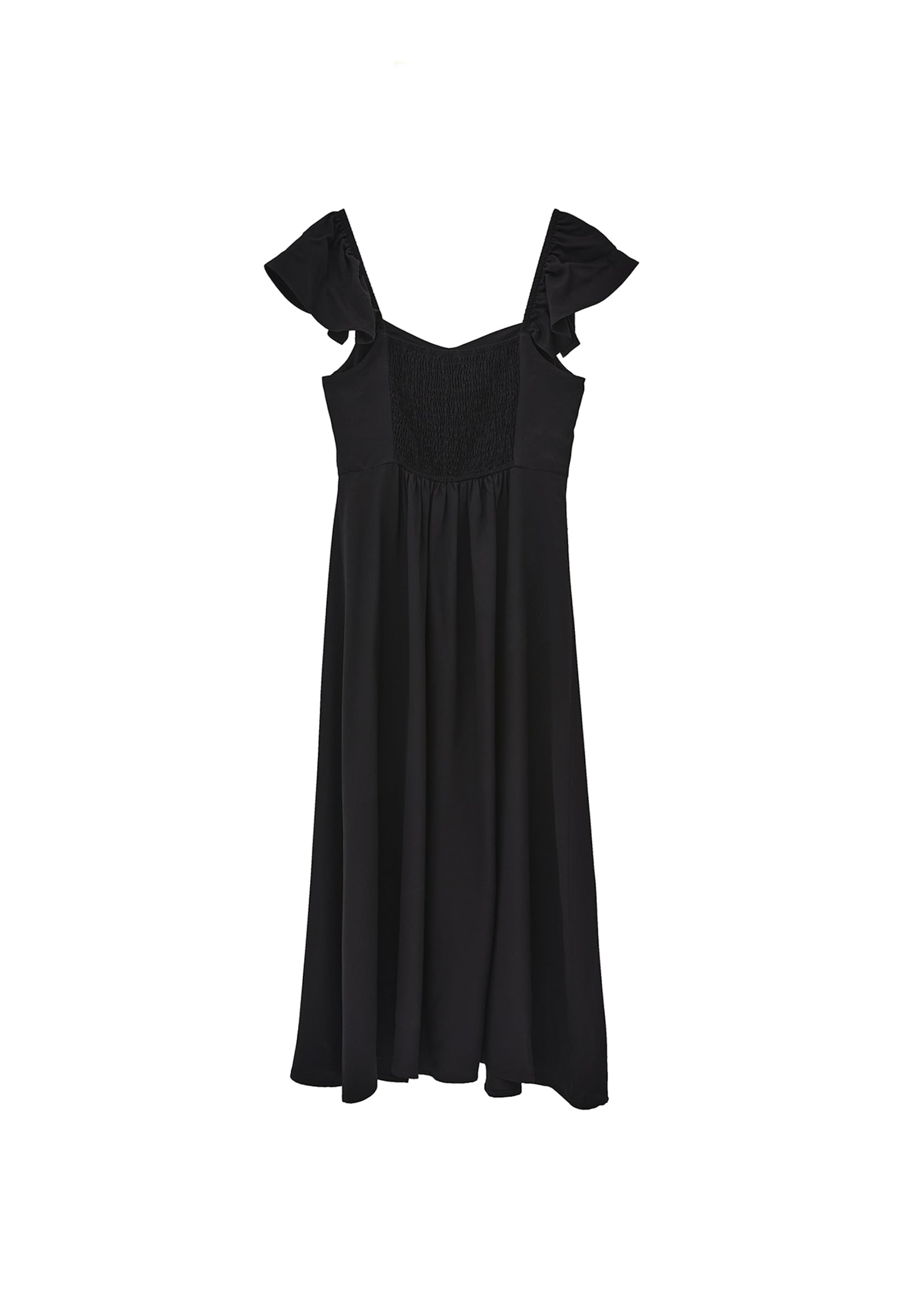 Sweetheart Neck Slit Detailed Midi Dress - BLACK