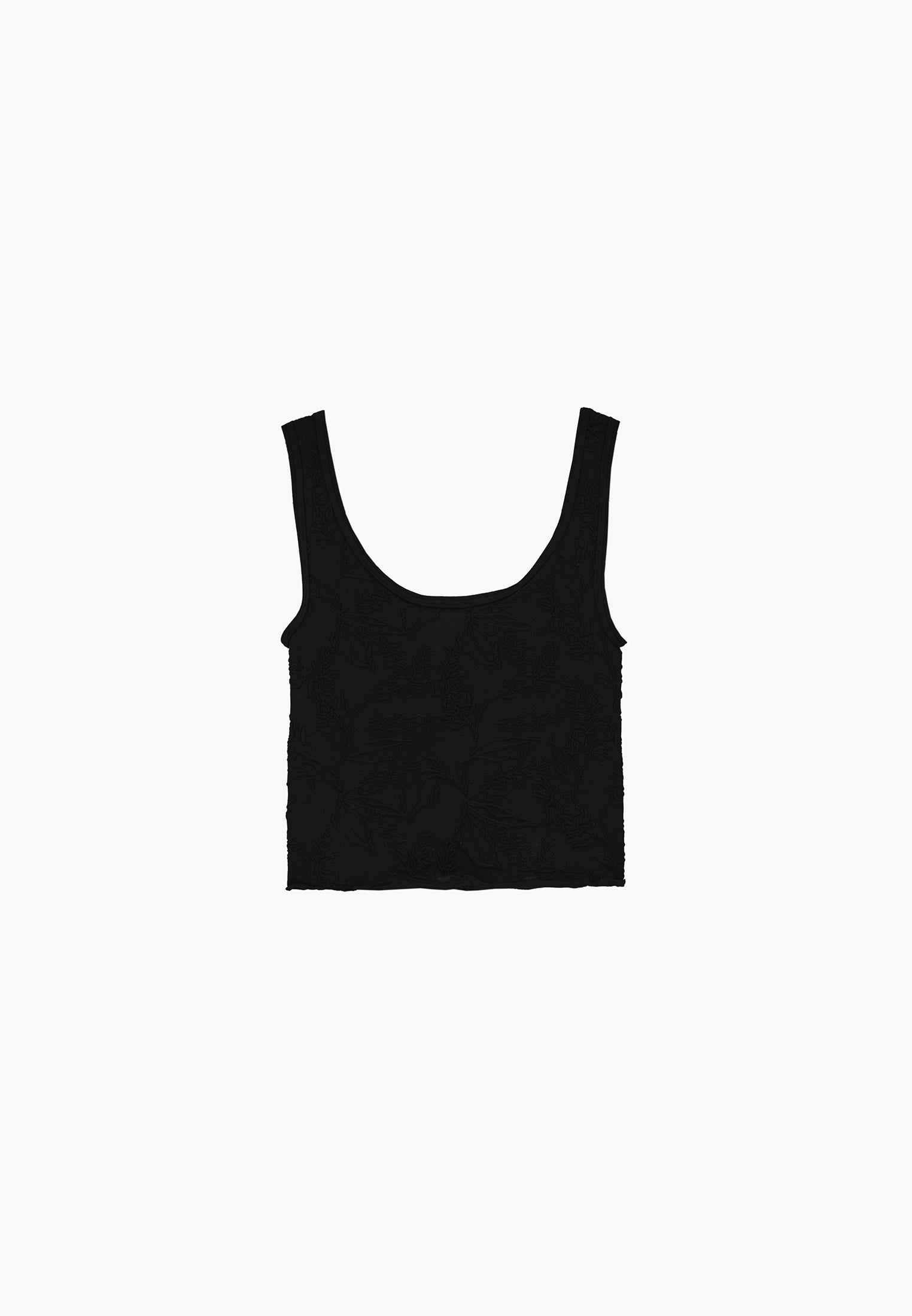 U Neck Sleeveless Cropped Bodycon Tank Top - BLACK
