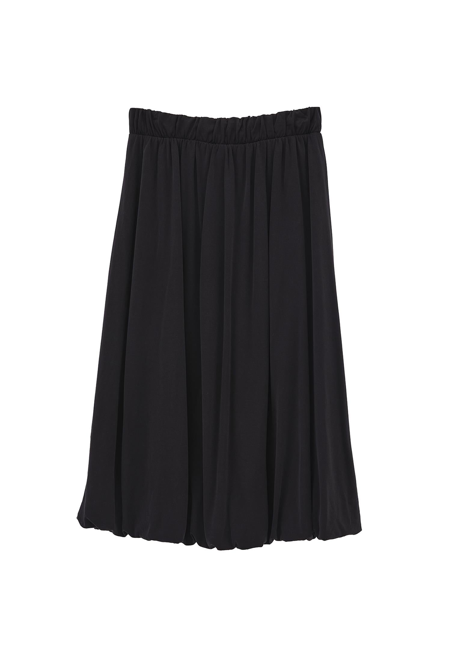 Balloon Form Midi Skirt - BLACK