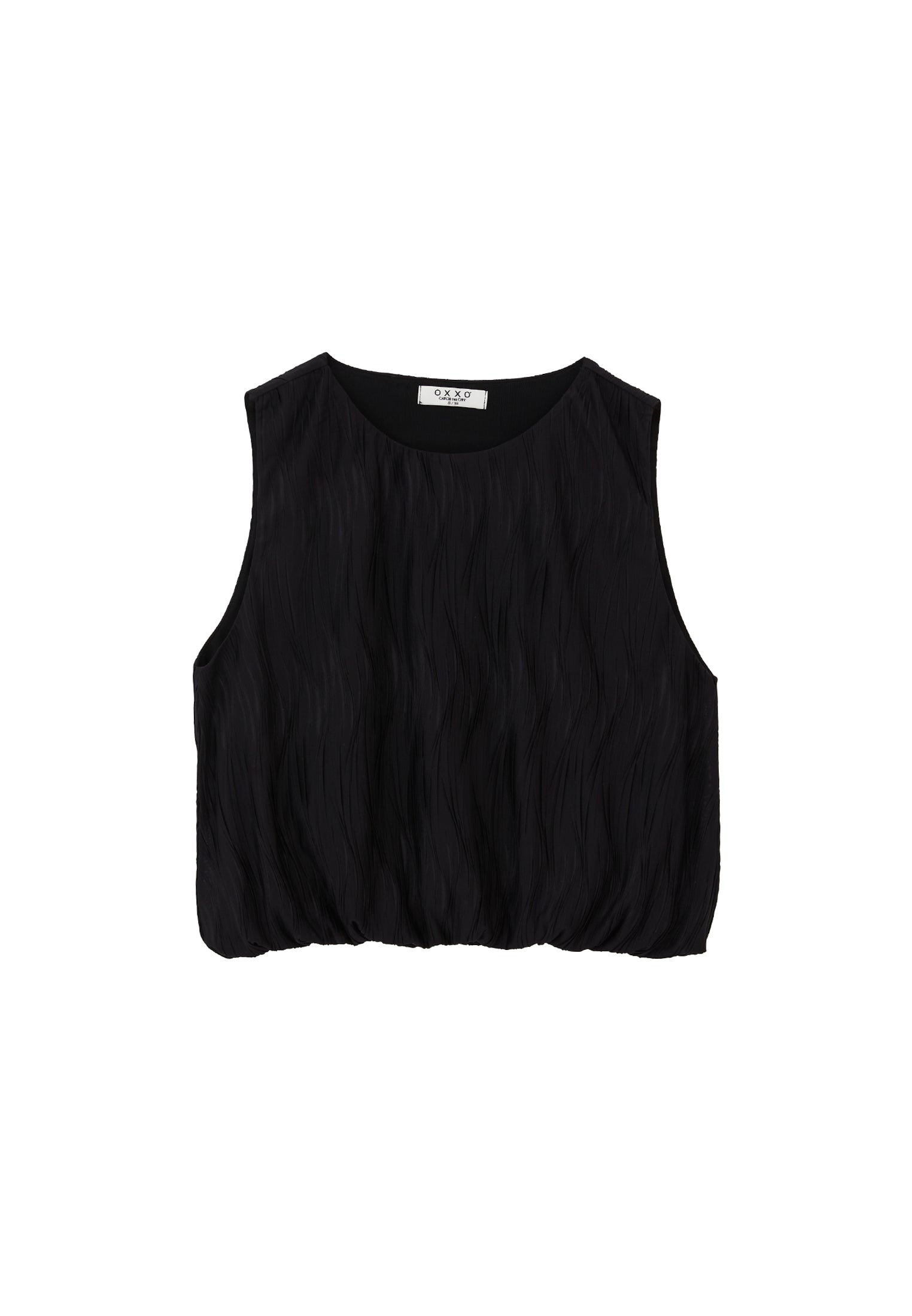 Oversize Sleeveless Crew Neck Blouse - BLACK