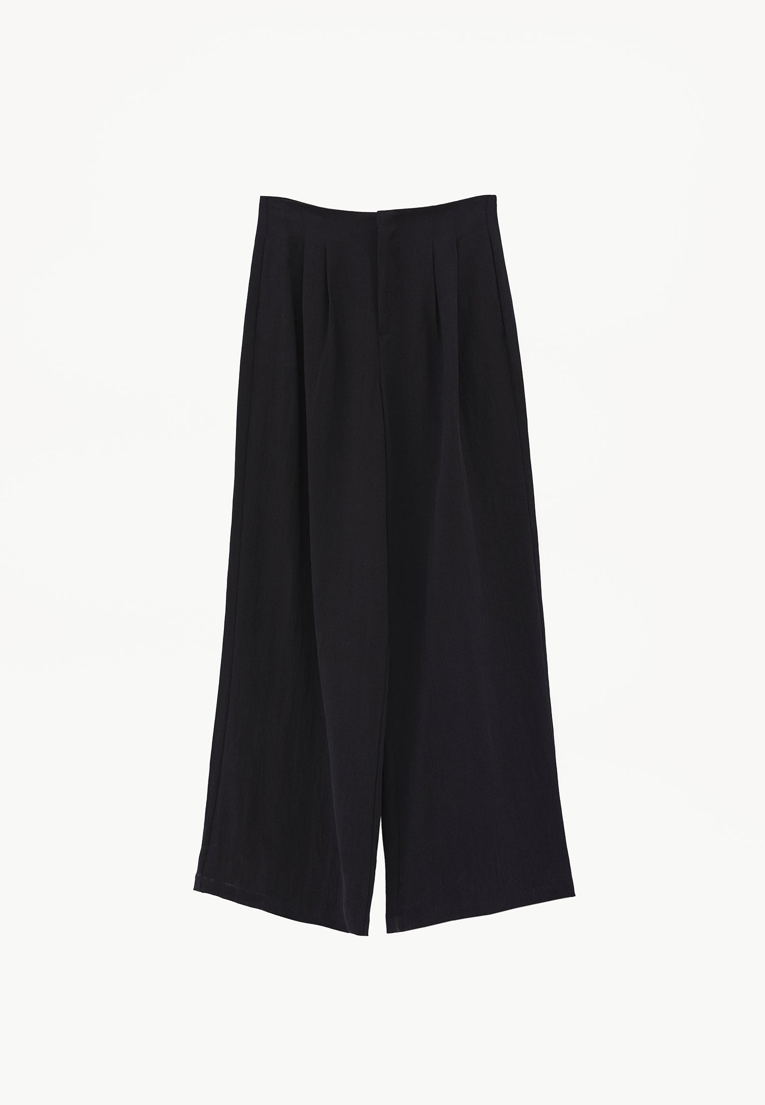 Pleated Ultra High Waist Wide Leg Pants - BLACK