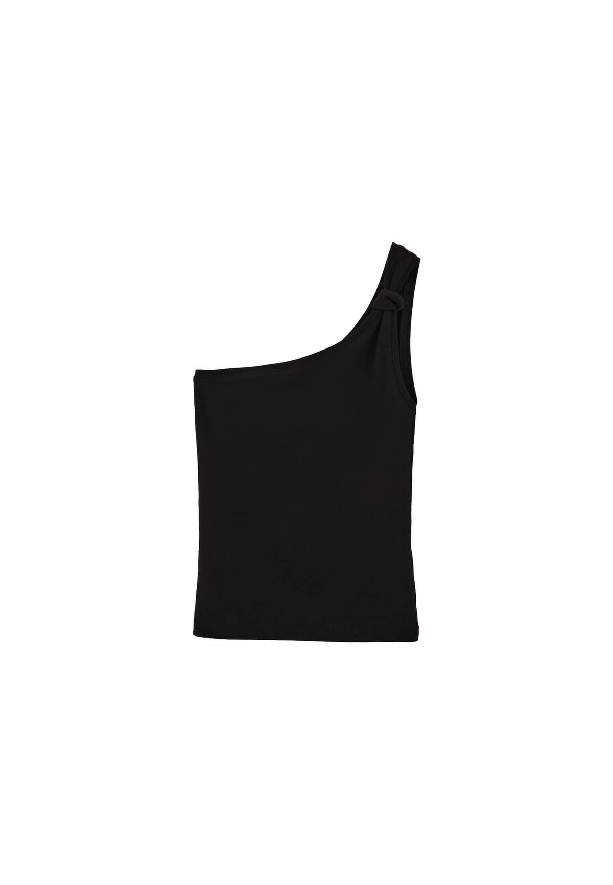 One Shoulder Tank Top - BLACK