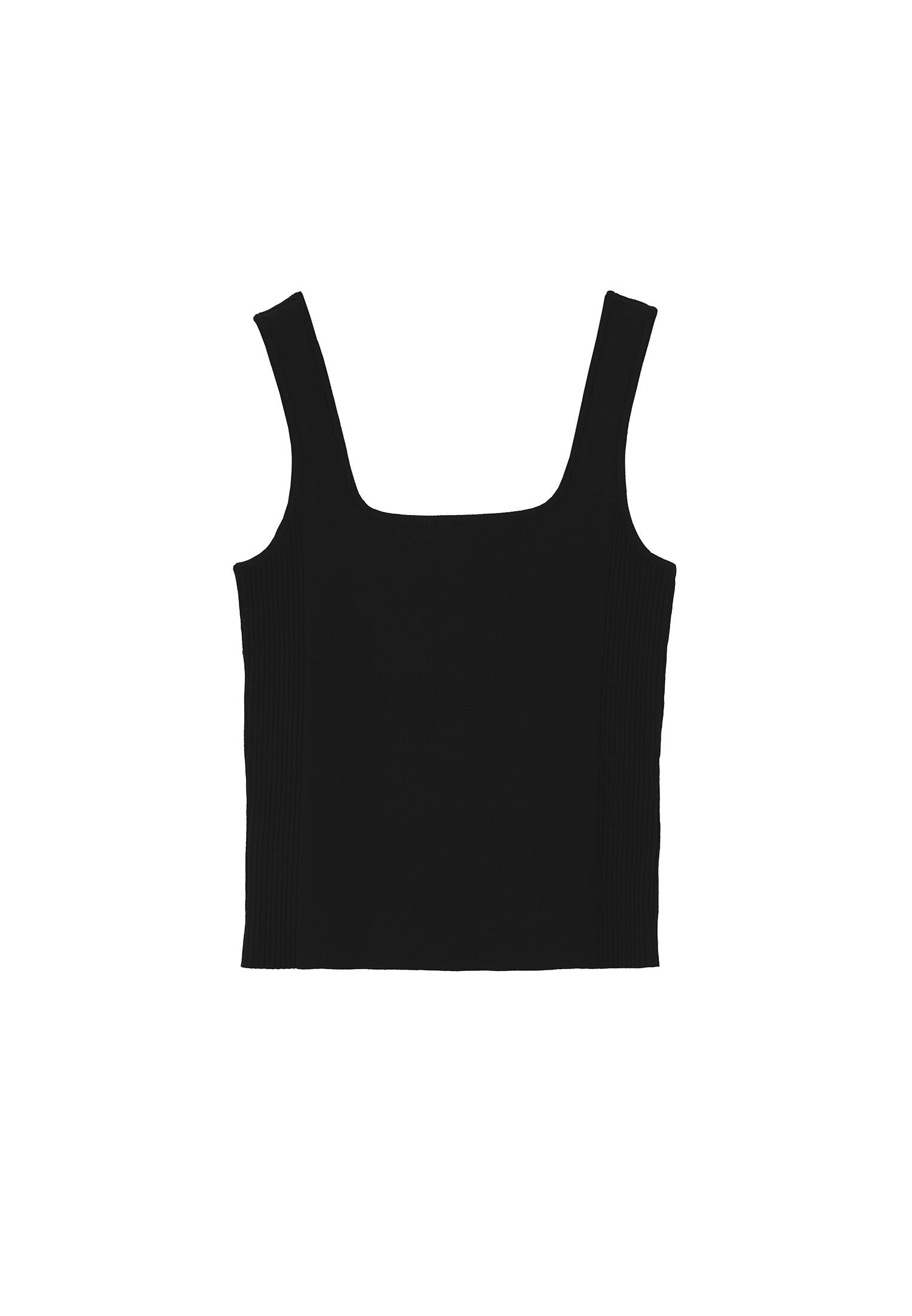 U Neck Sleeveless Tank Top - BLACK
