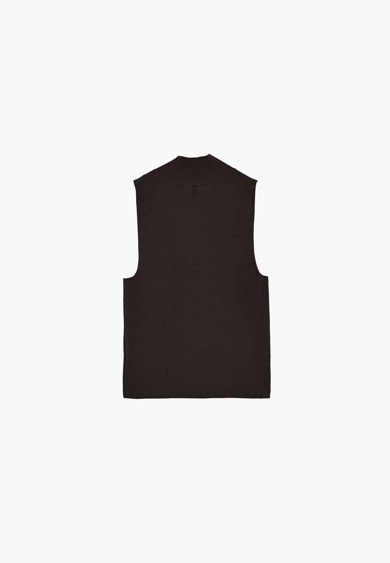 High Neck Slim Tank Top - BLACK